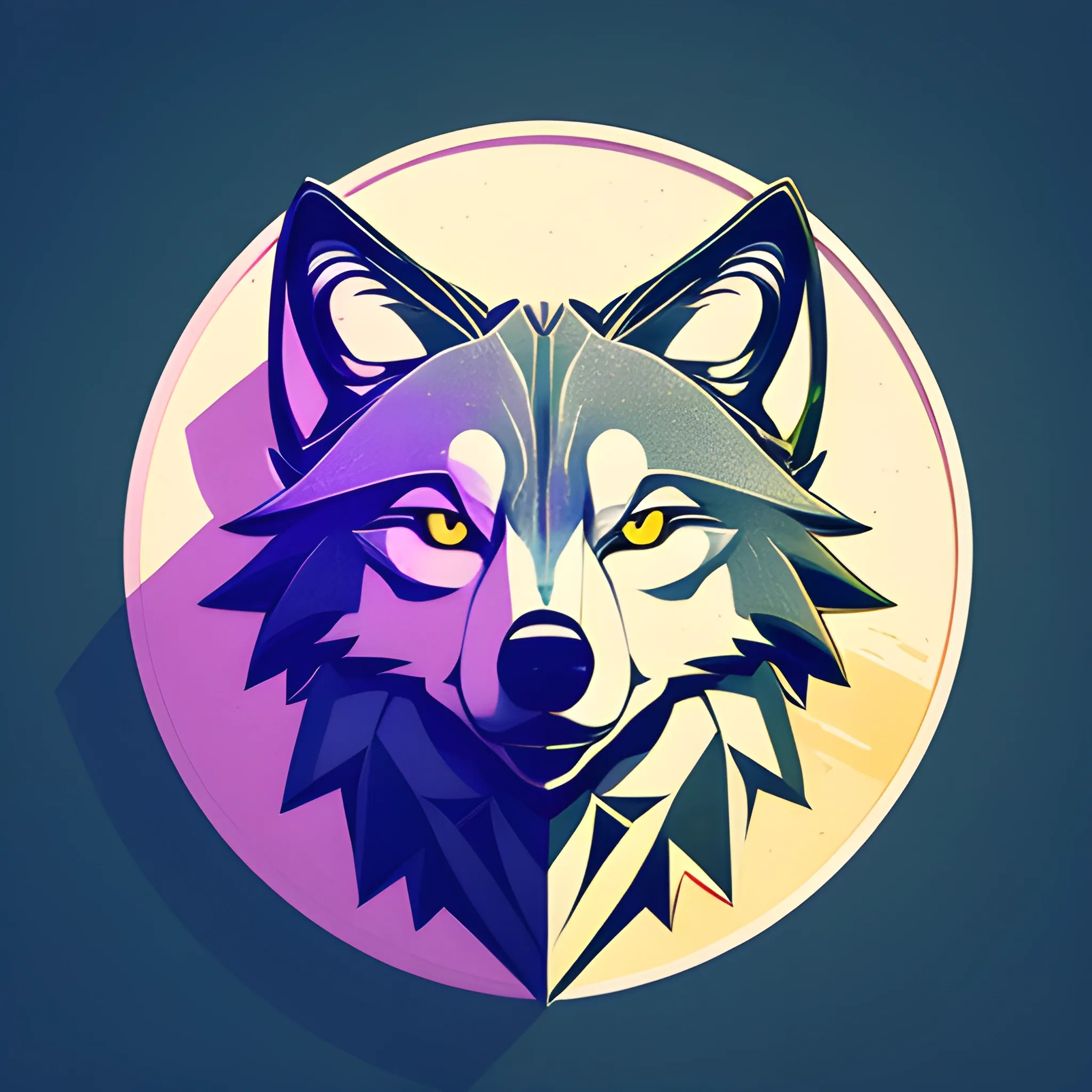 A detailed illustration, wolf at Cresent Moon, isometric, , CENT ...