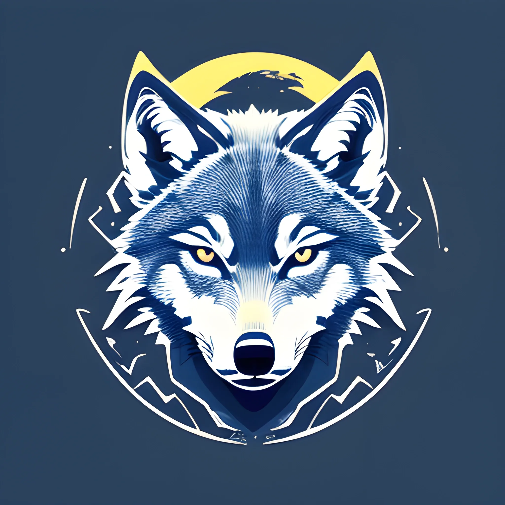 A detailed illustration, wolf at Cresent Moon, sharp focus , CENTERED, full shot splash, t-shirt graphic design piece of artwork, anime, comic, flat design, colorful shades, highly detailed, clean, vector image, flat white background, isometric, vibrant vector, sticker, anime, vintage, rustic, distressed texture, faded colors, line art, engraving style, background white, no shadows, 16k, focus, deviant art masterpiece.