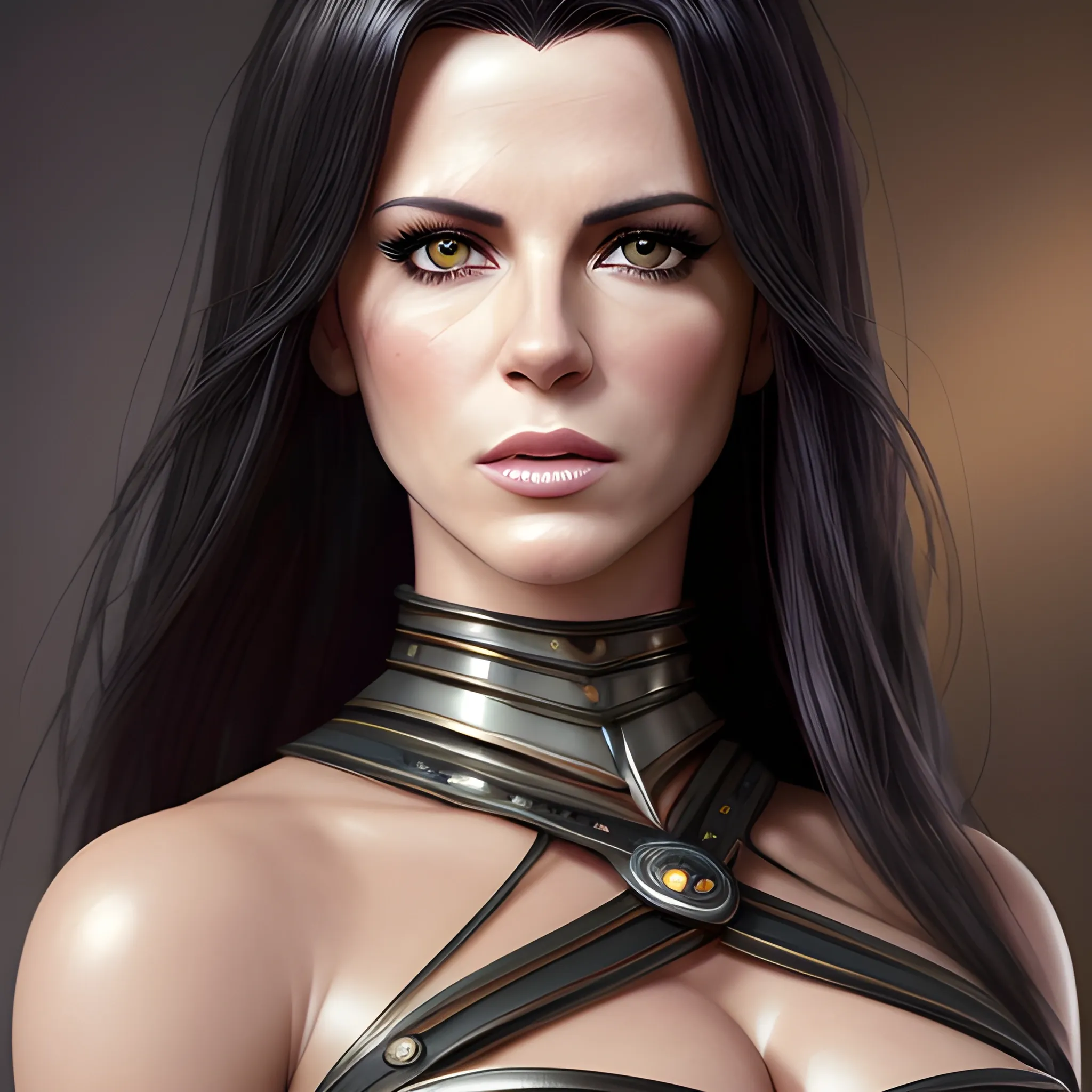 Full-length portrait photograph of a warrior woman that brings together the most beautiful features of Kate Beckinsale and Katy Perry. A body. realistic details In lawyer clothes. Large eyes. Straight black hair. real photo Realism. deep details. Pearly eyes. Glowing look. High Definition. Spectacular lighting. 4K. Photo capture made with a Samsung S10 cell phone. Realism. high quality photo. many details Office style. super realistic, confident, bold, passionate, seductive, expressive, charismatic, intricate fashion clothing, highly detailed, sharp focus, illustration, 8K, art by artgerm and greg rutkowski and alphonse. realistic photo
