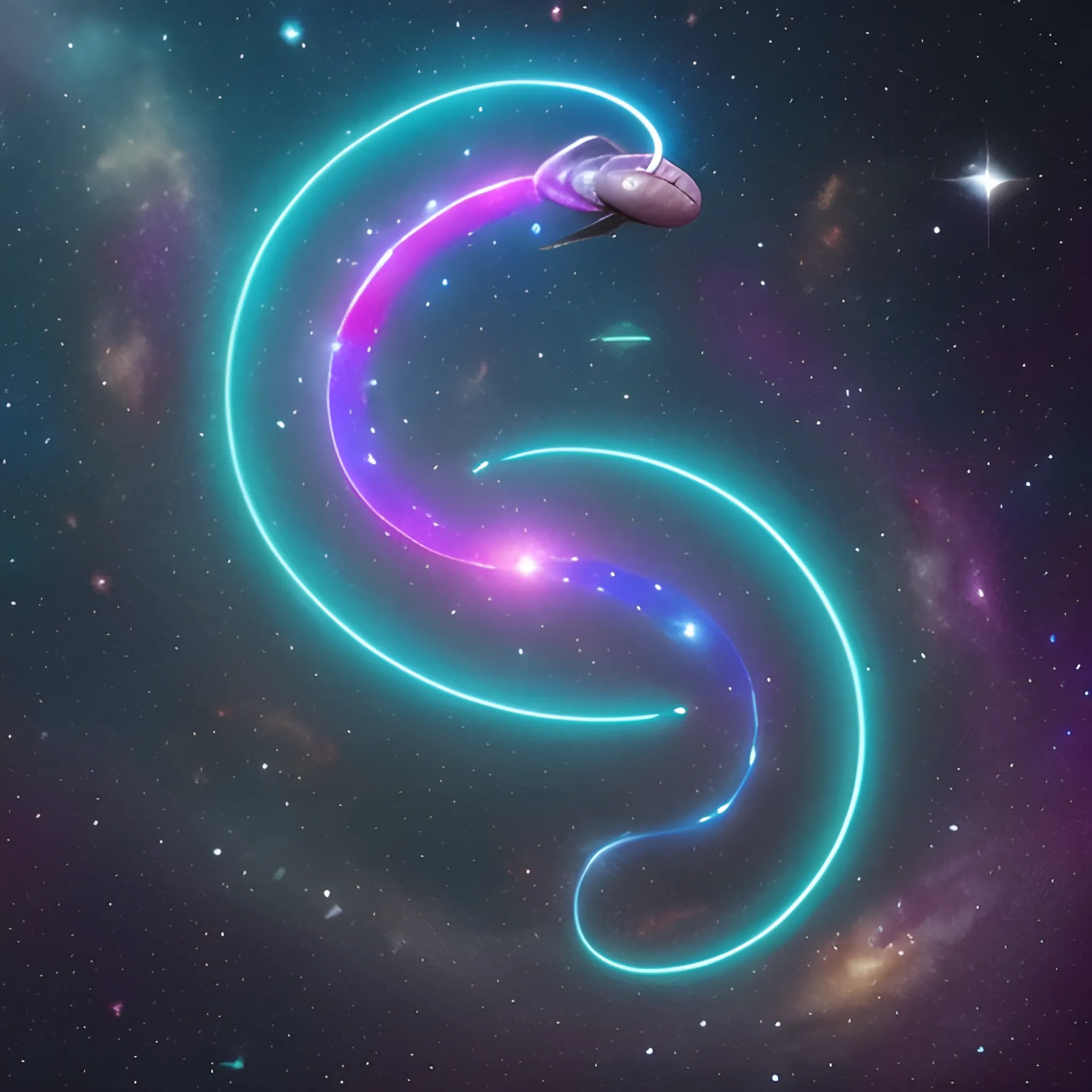 a space snake flying through the cosmos