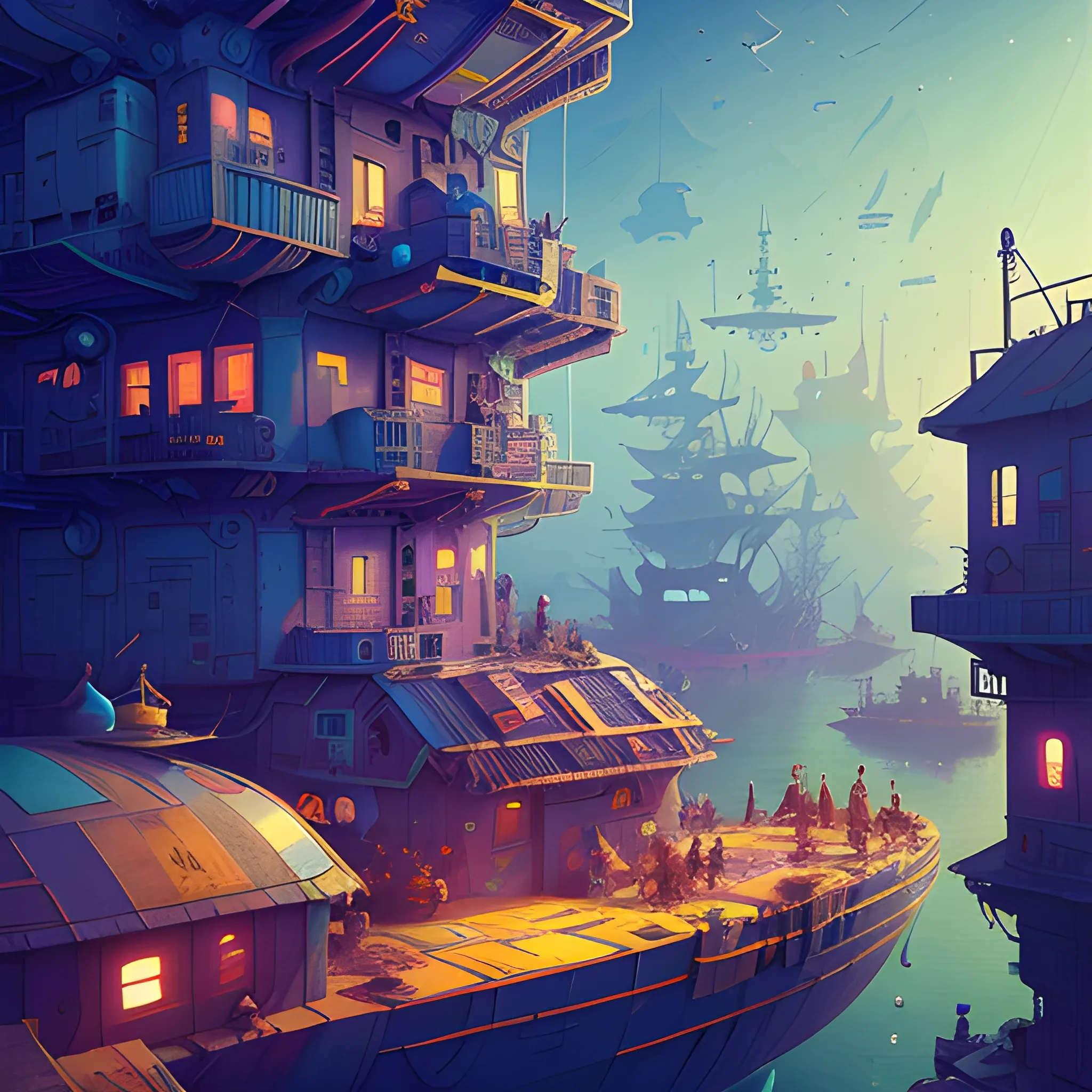 floating space slum, shantytown, by alejandro jodorowsky, beeple and james gilleard and justin gerard, ornate, smooth, sharp focus, 3d, best quality, masterpiece, detailed texture, ultra high res, photorealistic, intricate details, colorful, rich color, dramatic lighting, cinematic