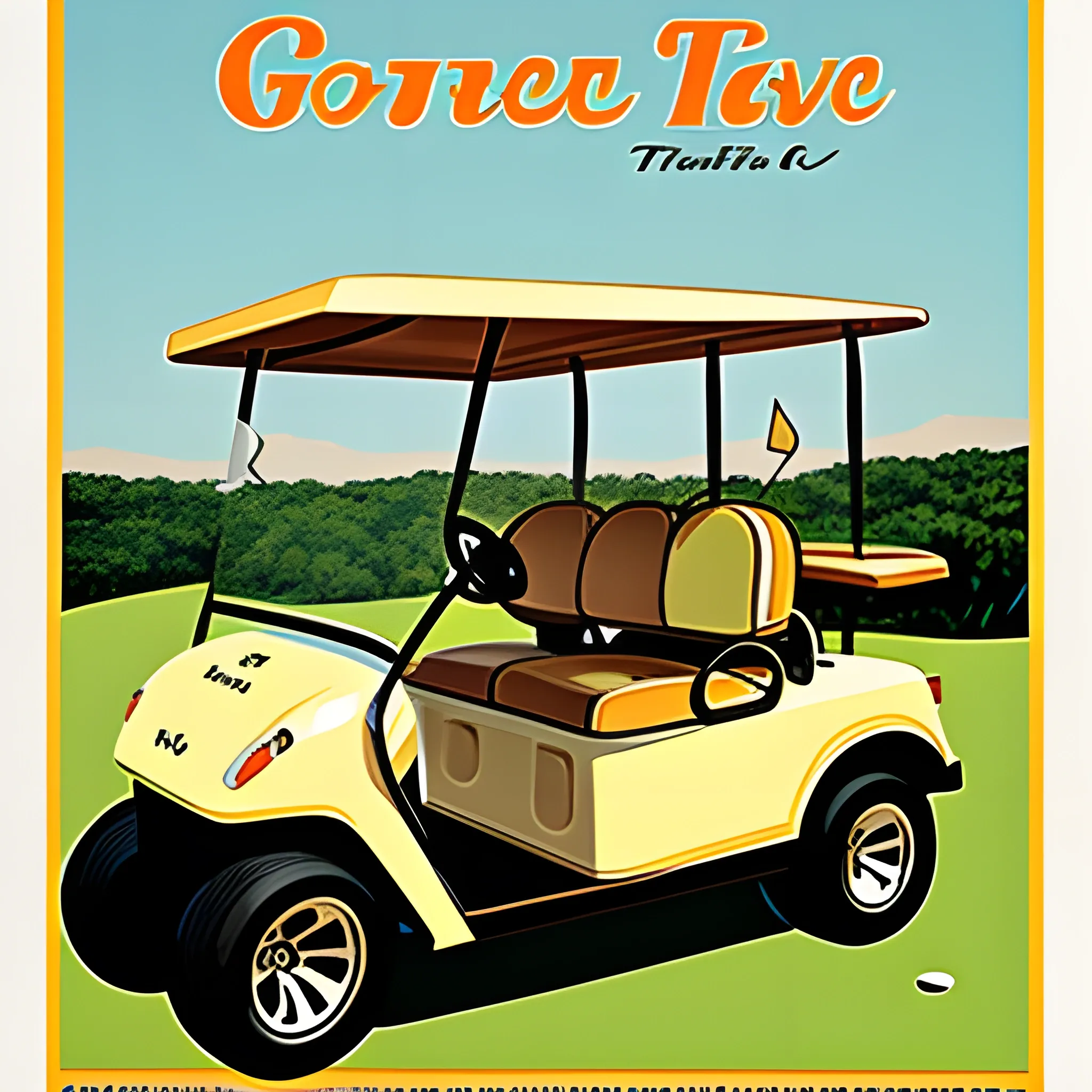 Golf cart vintage travel poster