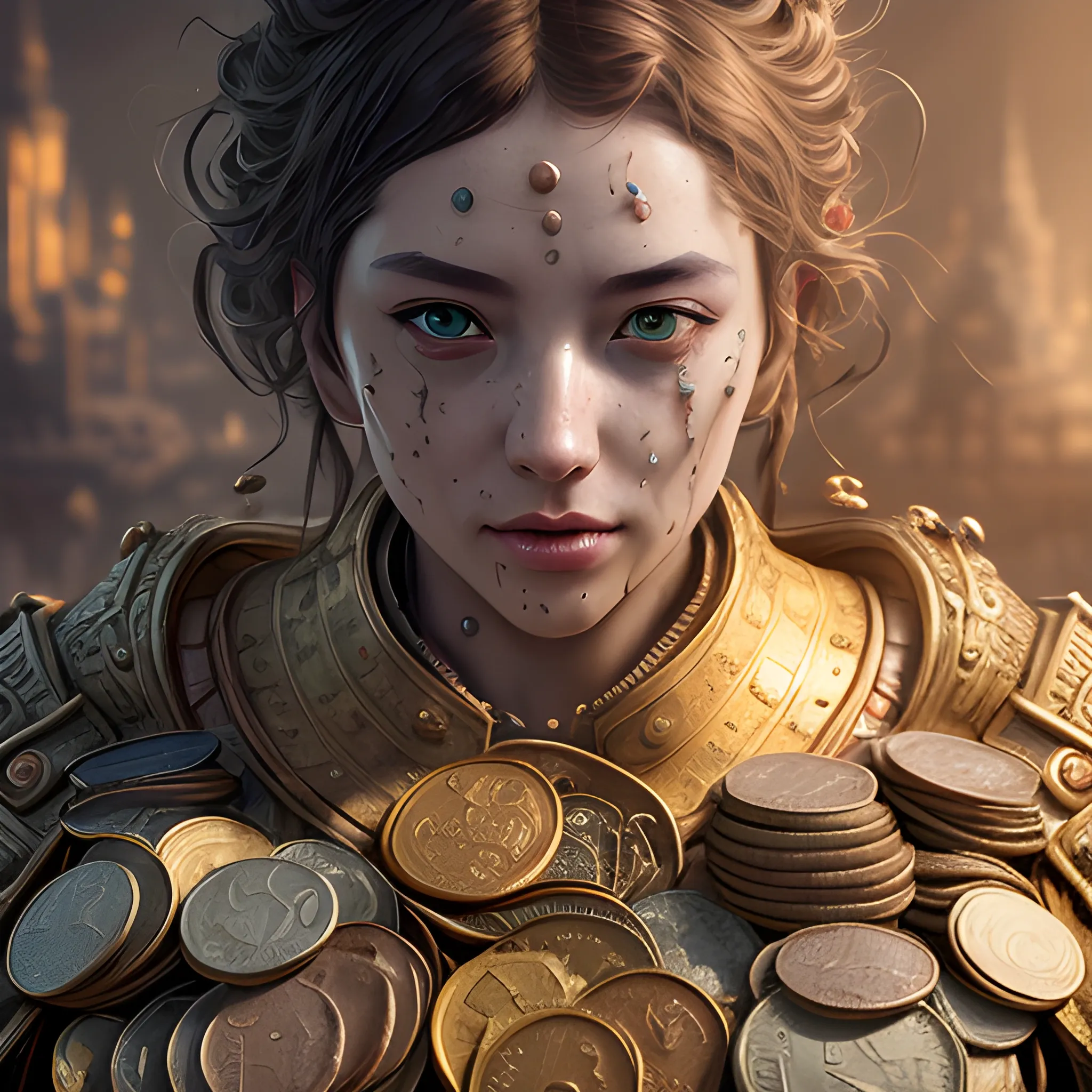 chest full of coins, tons of coins, many coins, a lot of coins, 8k, high resolution, high quality, photorealistic, hyperealistic, detailed, detailed matte painting, deep color, fantastical, intricate detail, splash screen, complementary colors, fantasy concept art, 8k resolution trending on Artstation Unreal Engine 5