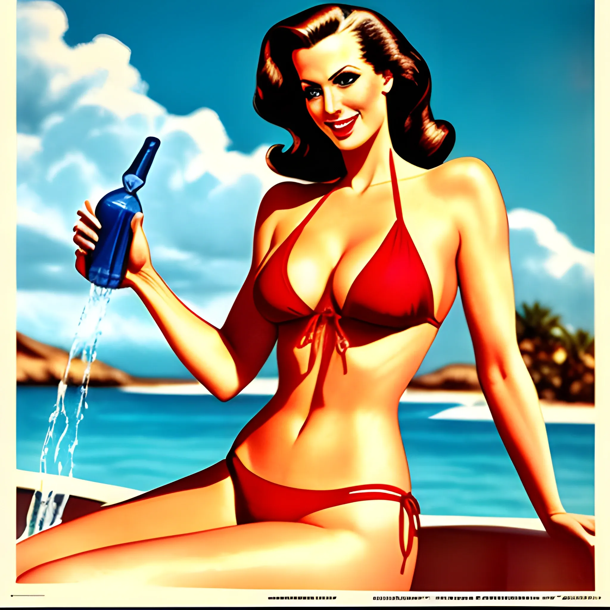 Girl bikini washing corvette vintage poster Arthub.ai