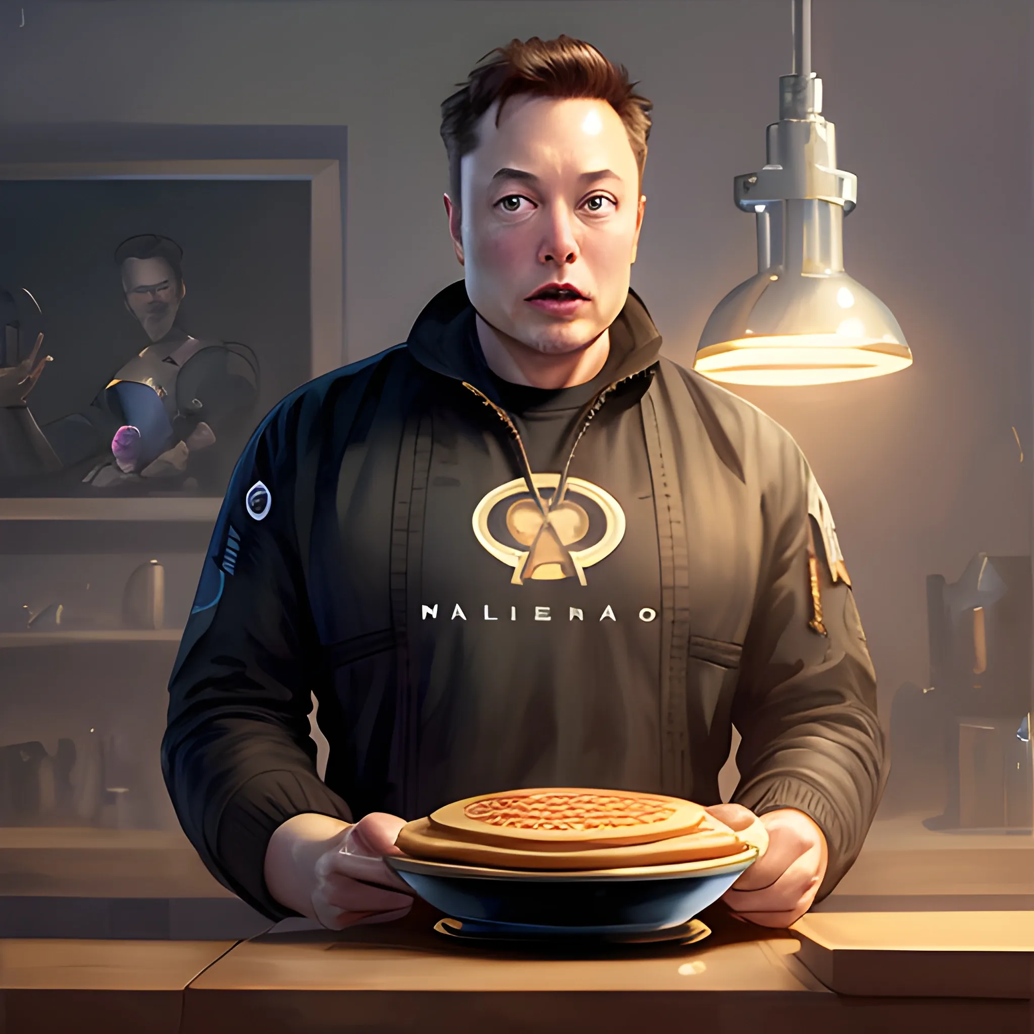 Elon Musk  making pancakes animation pixar style, by magali villeneuve, artgerm, jeremy lipkin and michael garmash, rob rey and kentaro miura style, golden ratio, trending on art station