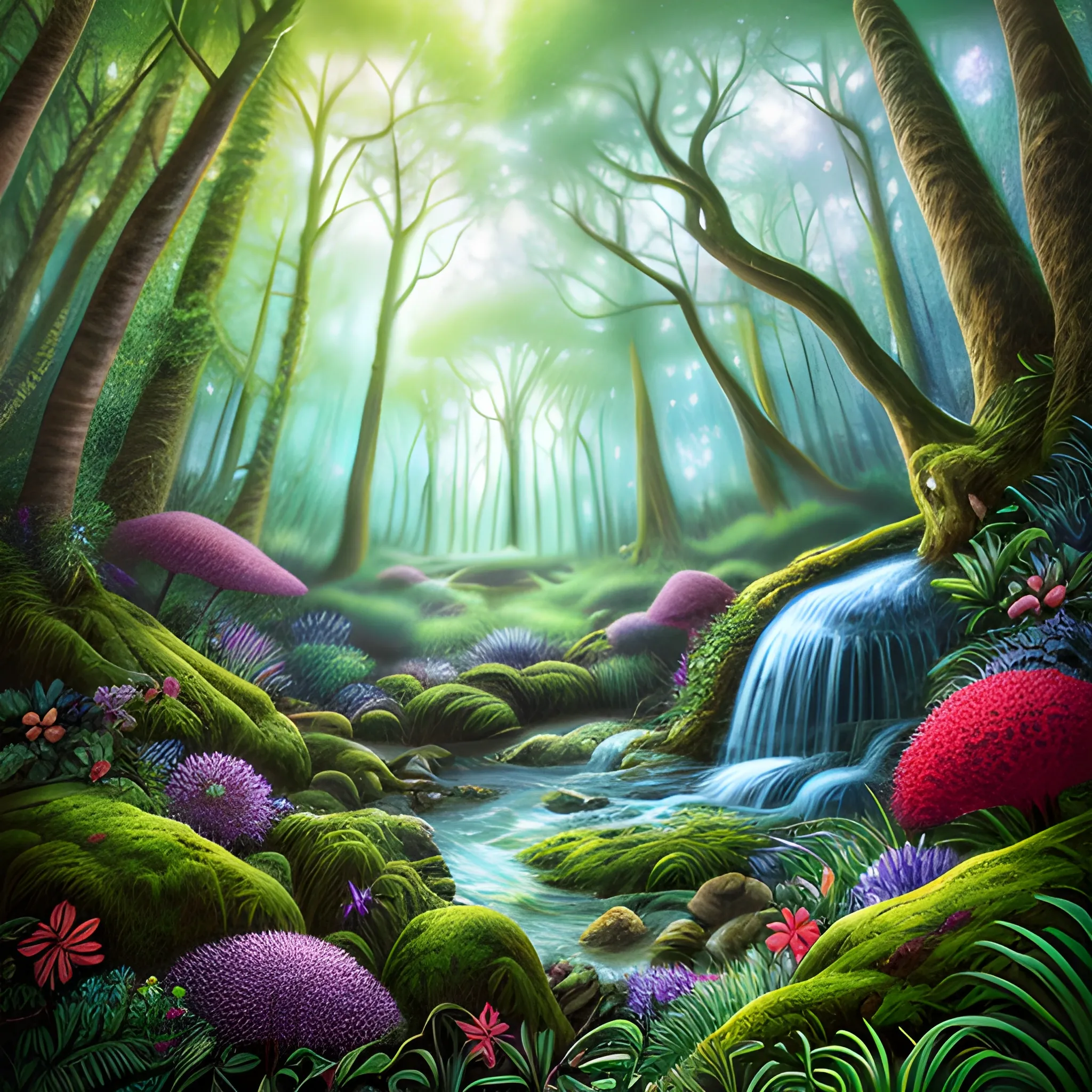 A photorealistic illustration depicting a lost baby in a magical forest. The illustration captures the enchanting atmosphere of the forest, with vibrant colors, lush vegetation, and whimsical creatures. The baby is shown in the center of the composition, surrounded by towering trees, sparkling flowers, and friendly animals that offer comfort and guidance. The lighting is soft and diffused, creating a warm and inviting ambiance. The level of detail in the illustration is intricate, showcasing the textures and patterns of the forest elements. Overall, the photorealistic style brings the magical forest to life, evoking a sense of wonder and adventure., Cartoon