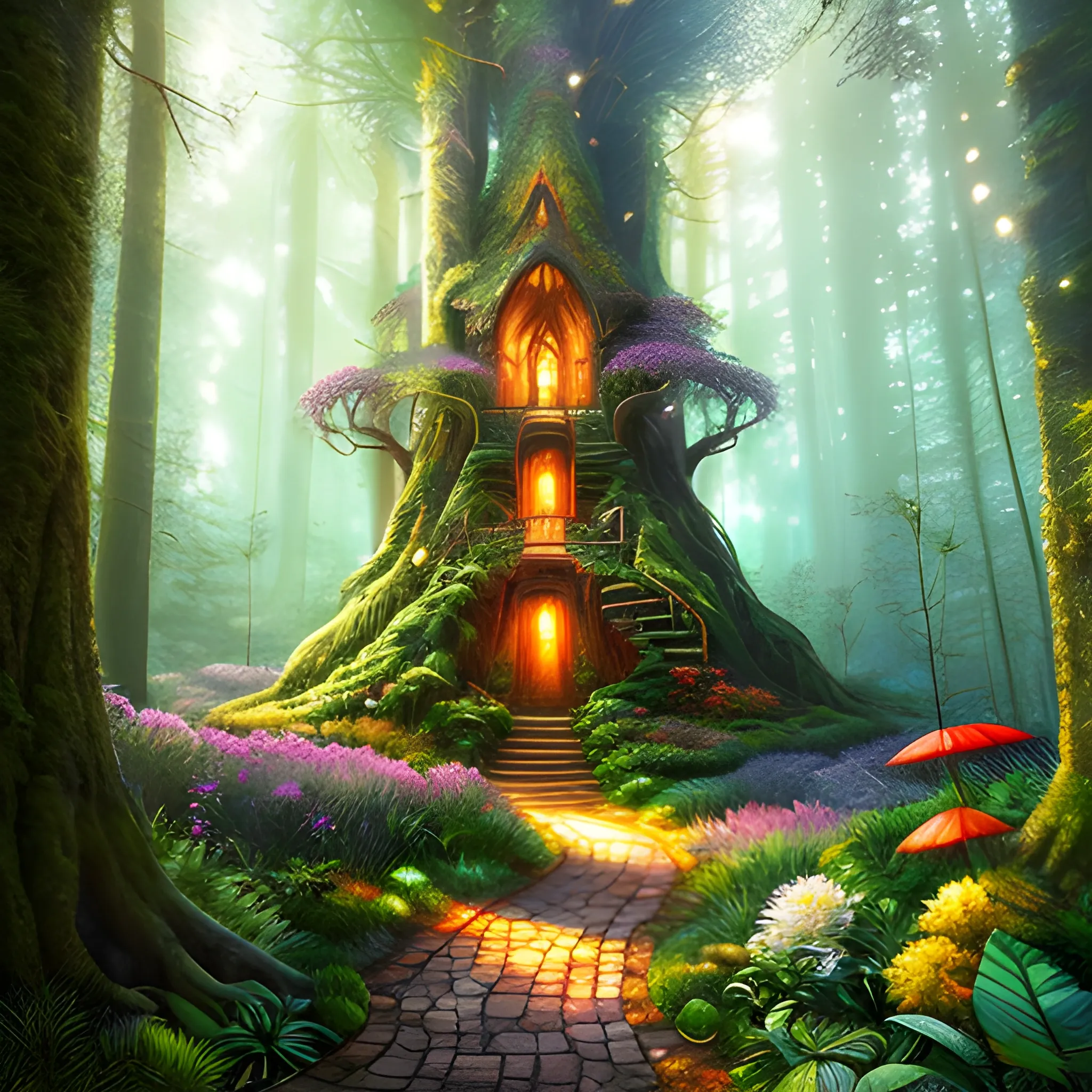 A photorealistic illustration depicting a lost baby in a magical forest. The illustration captures the enchanting atmosphere of the forest, with vibrant colors, lush vegetation, and whimsical creatures. The baby is shown in the center of the composition, surrounded by towering trees, sparkling flowers, and friendly animals that offer comfort and guidance. The lighting is soft and diffused, creating a warm and inviting ambiance. The level of detail in the illustration is intricate, showcasing the textures and patterns of the forest elements. Overall, the photorealistic style brings the magical forest to life, evoking a sense of wonder and adventure., Cartoon, 3D