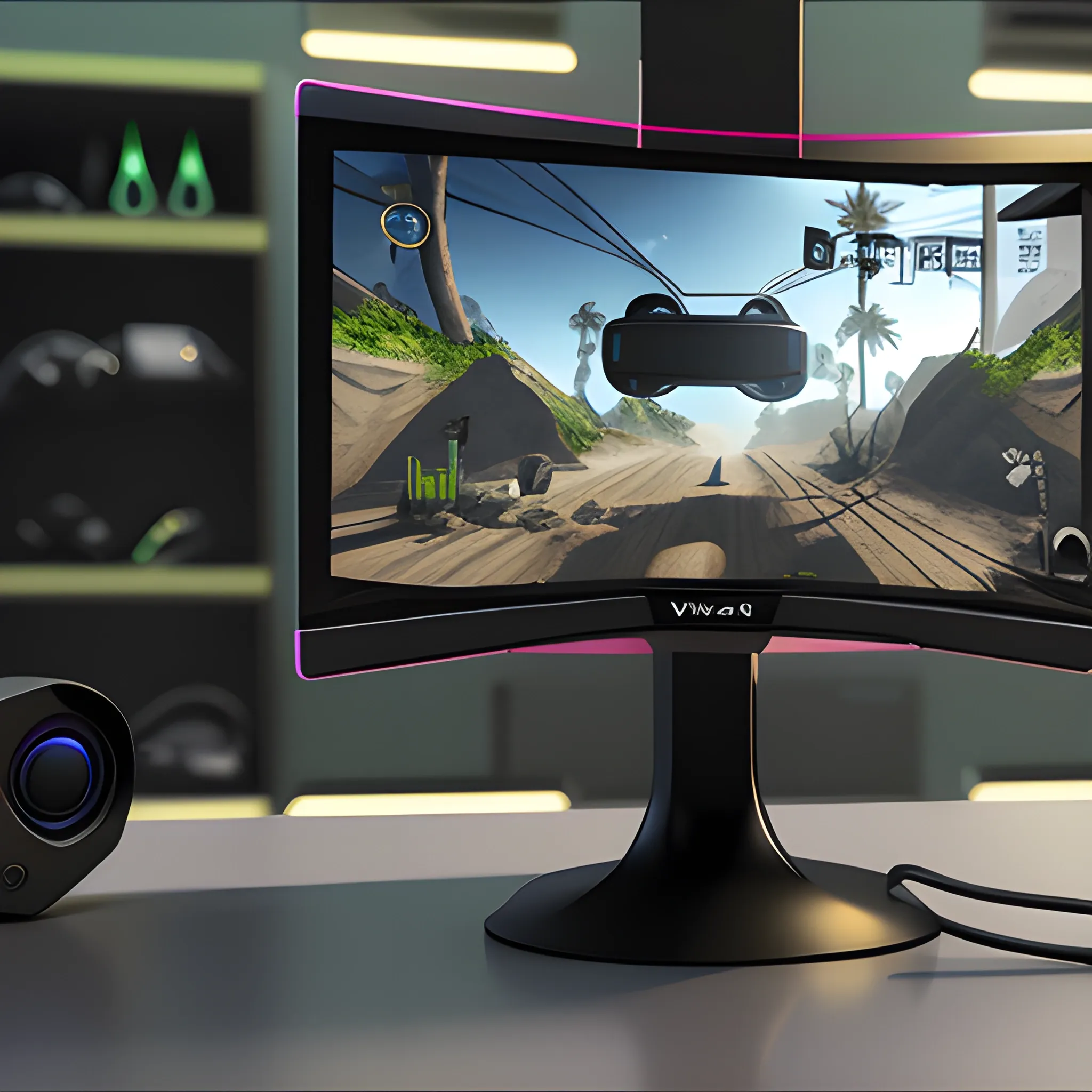 virtual reality headsets, inside a pc game, 3D