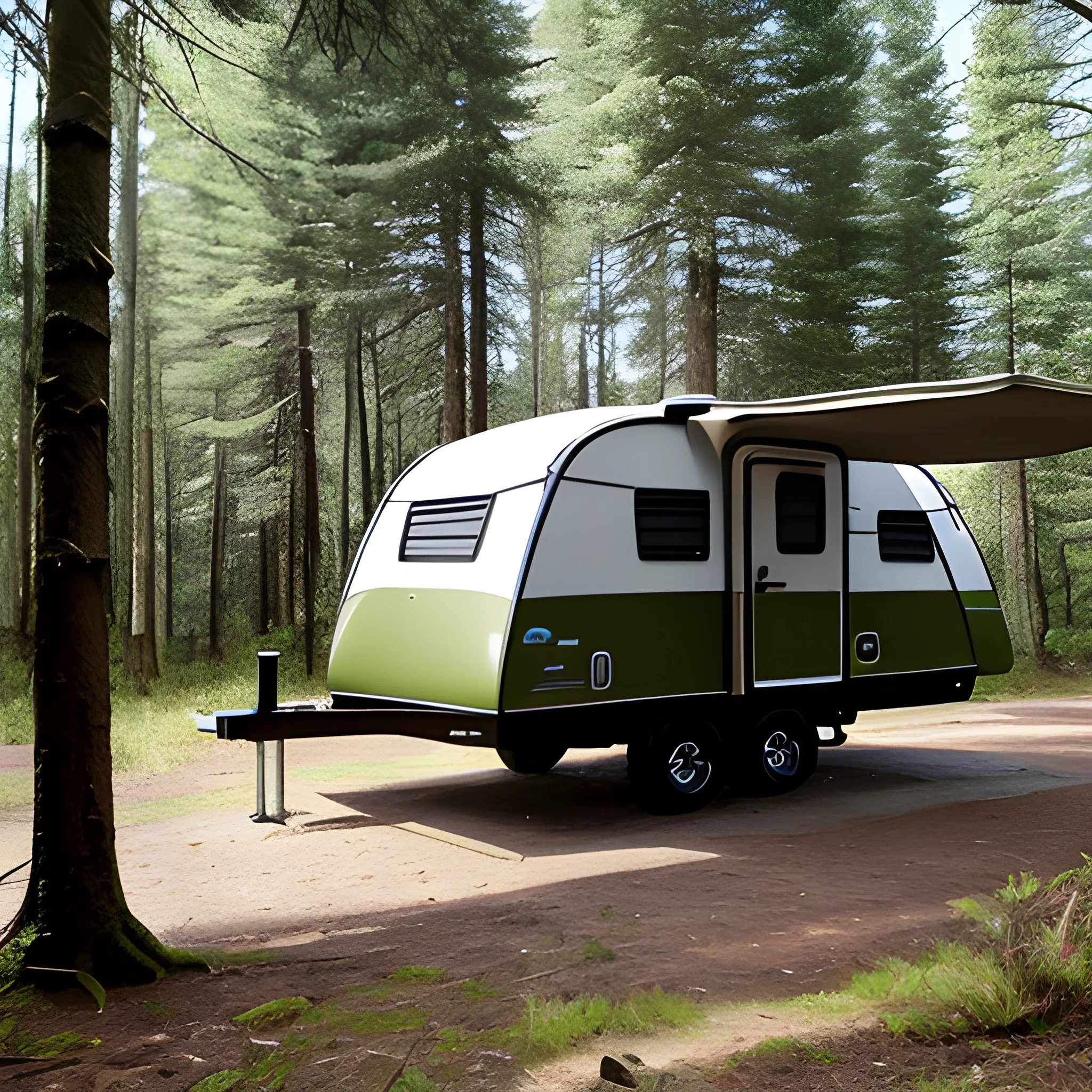 Camping trailer in the forest