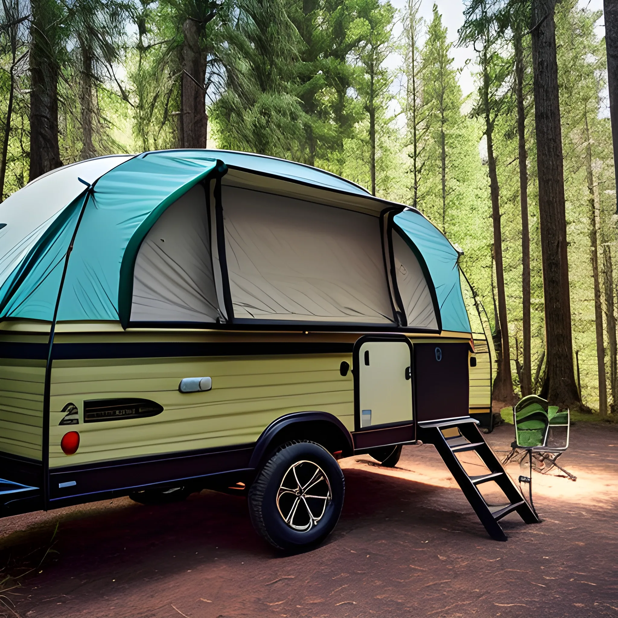 Camping trailer in the forest