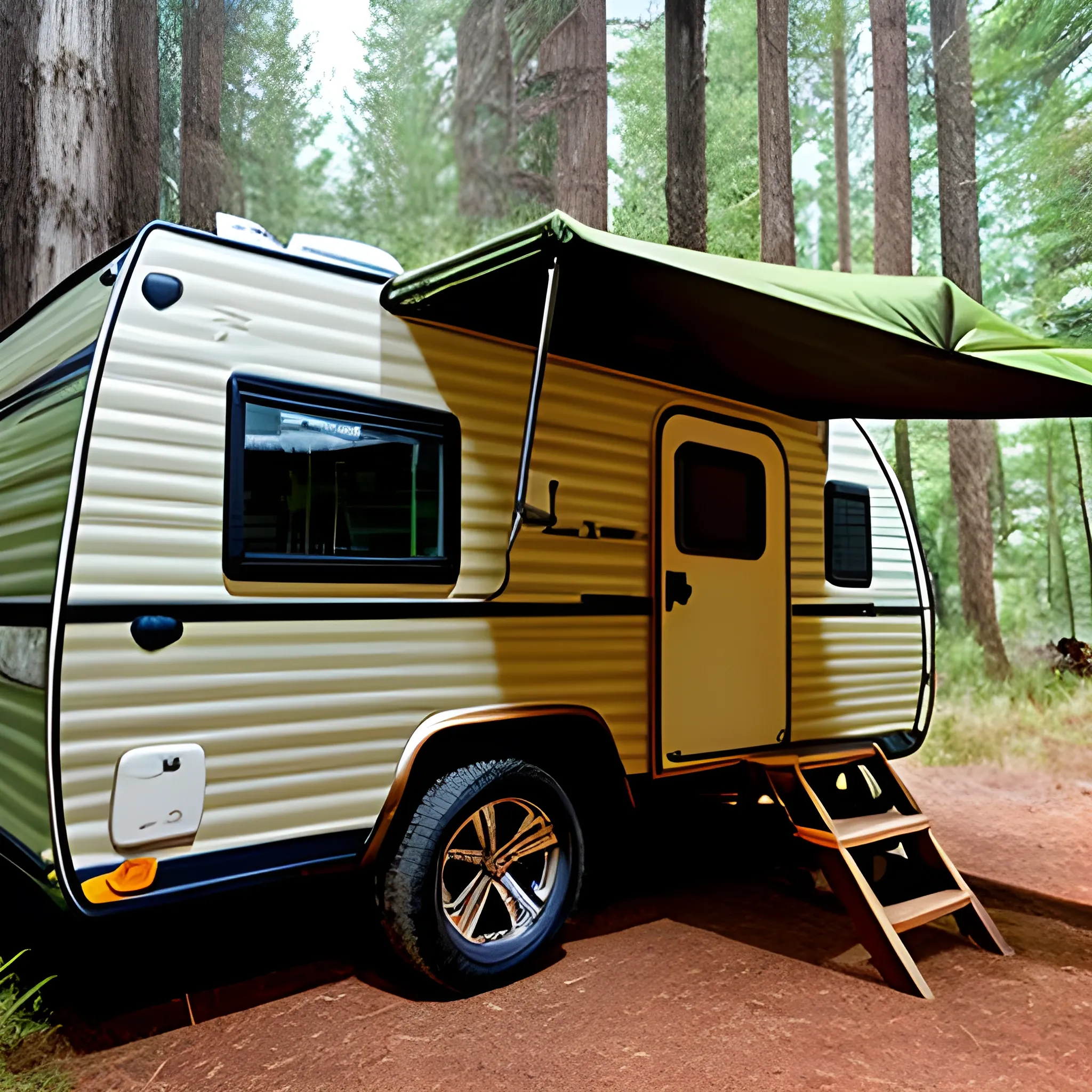 Camping trailer in the forest