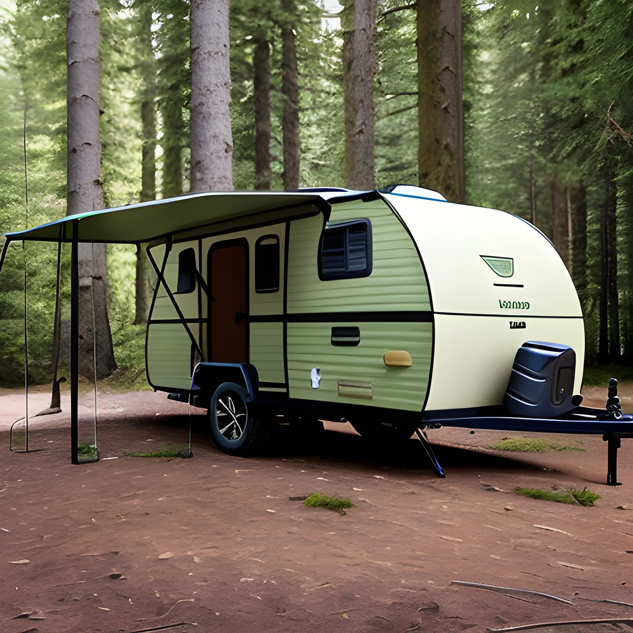 Camping trailer in the forest