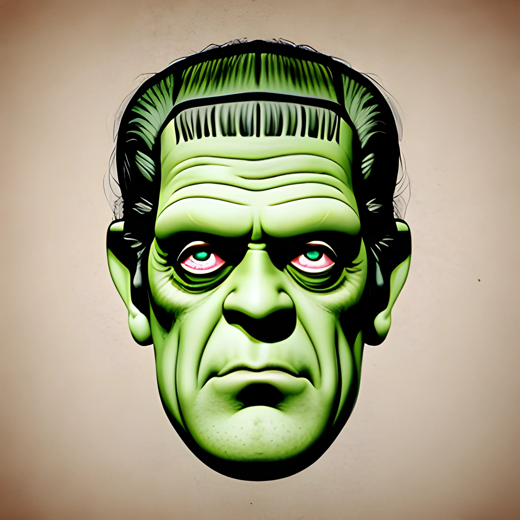 Herman munster Frankenstein monster flat head illustration 