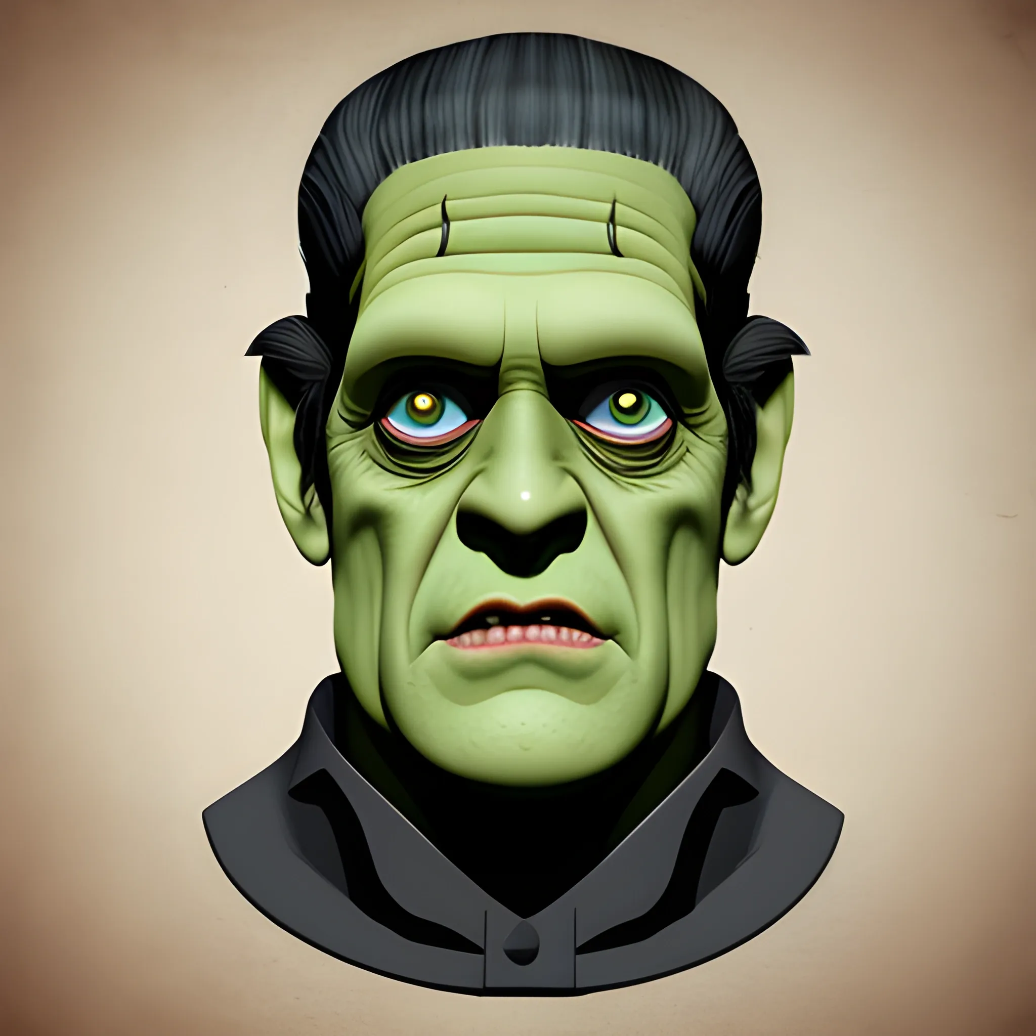 Herman munster Frankenstein monster flat head illustration 