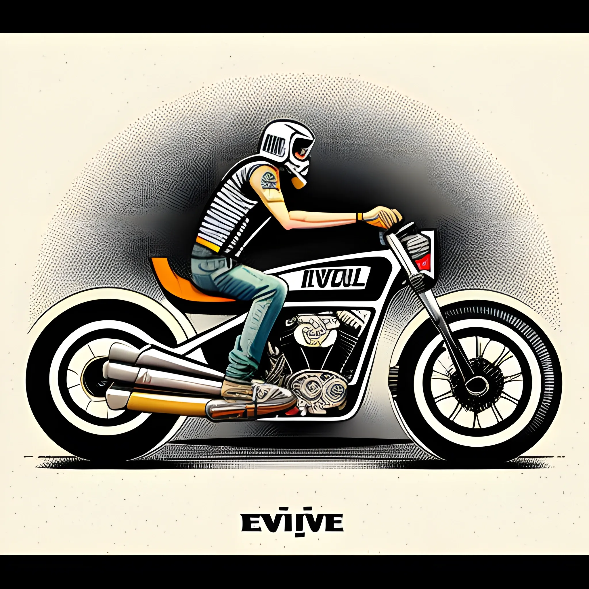 Evil knivel motorcycle illustration 