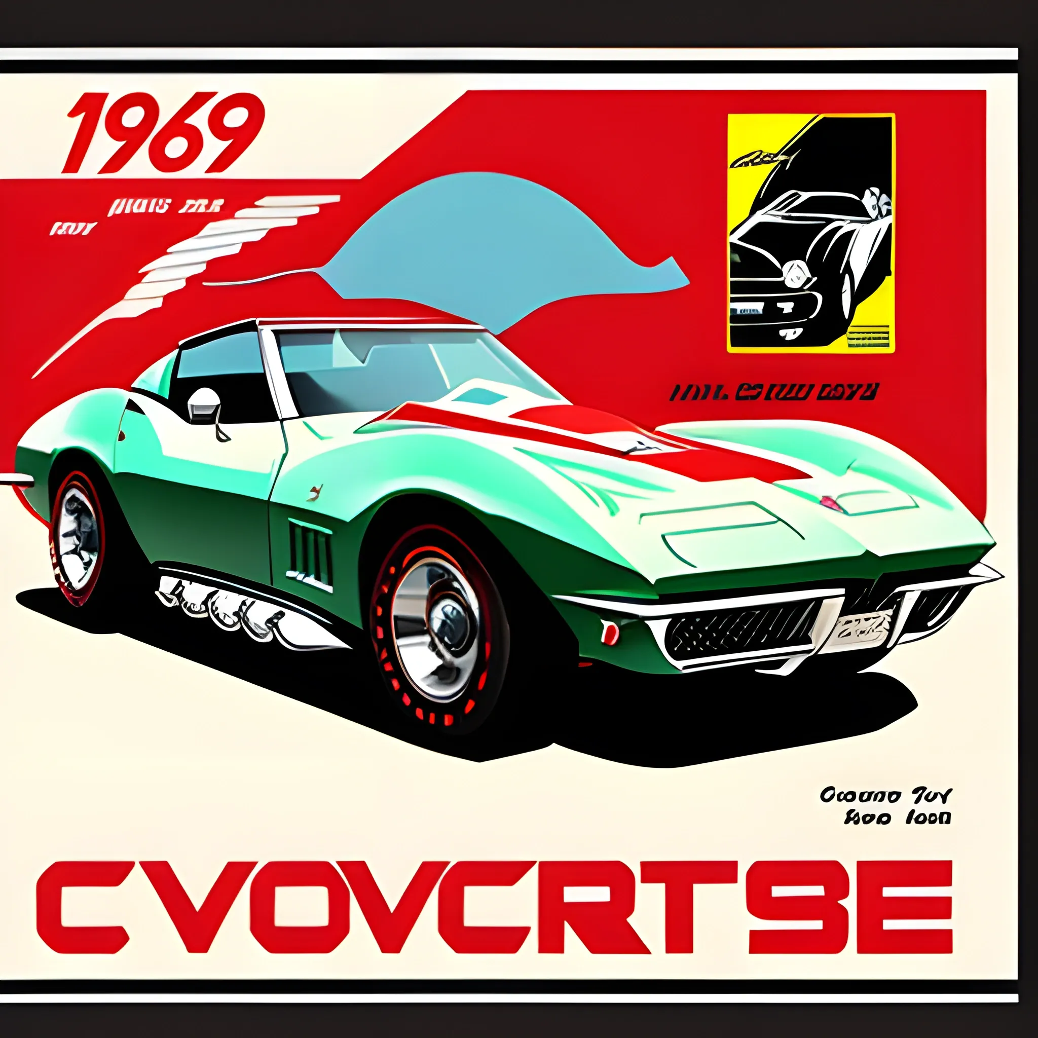 1969 corvette , illustration poster