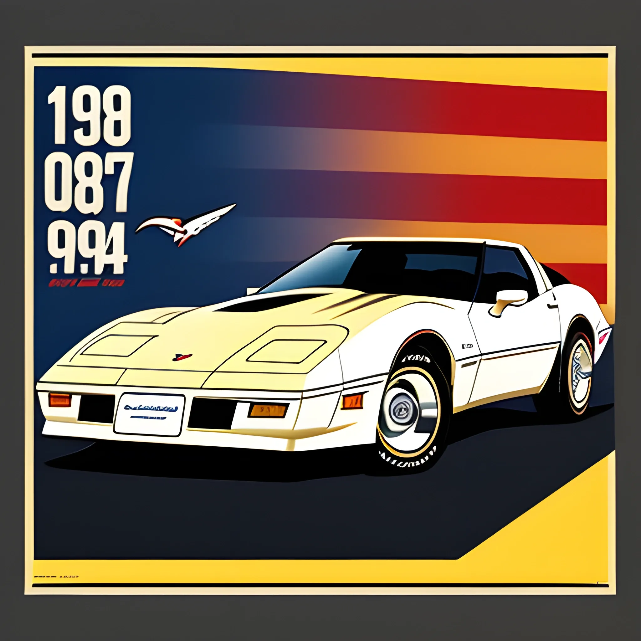 1984 corvette , illustration poster