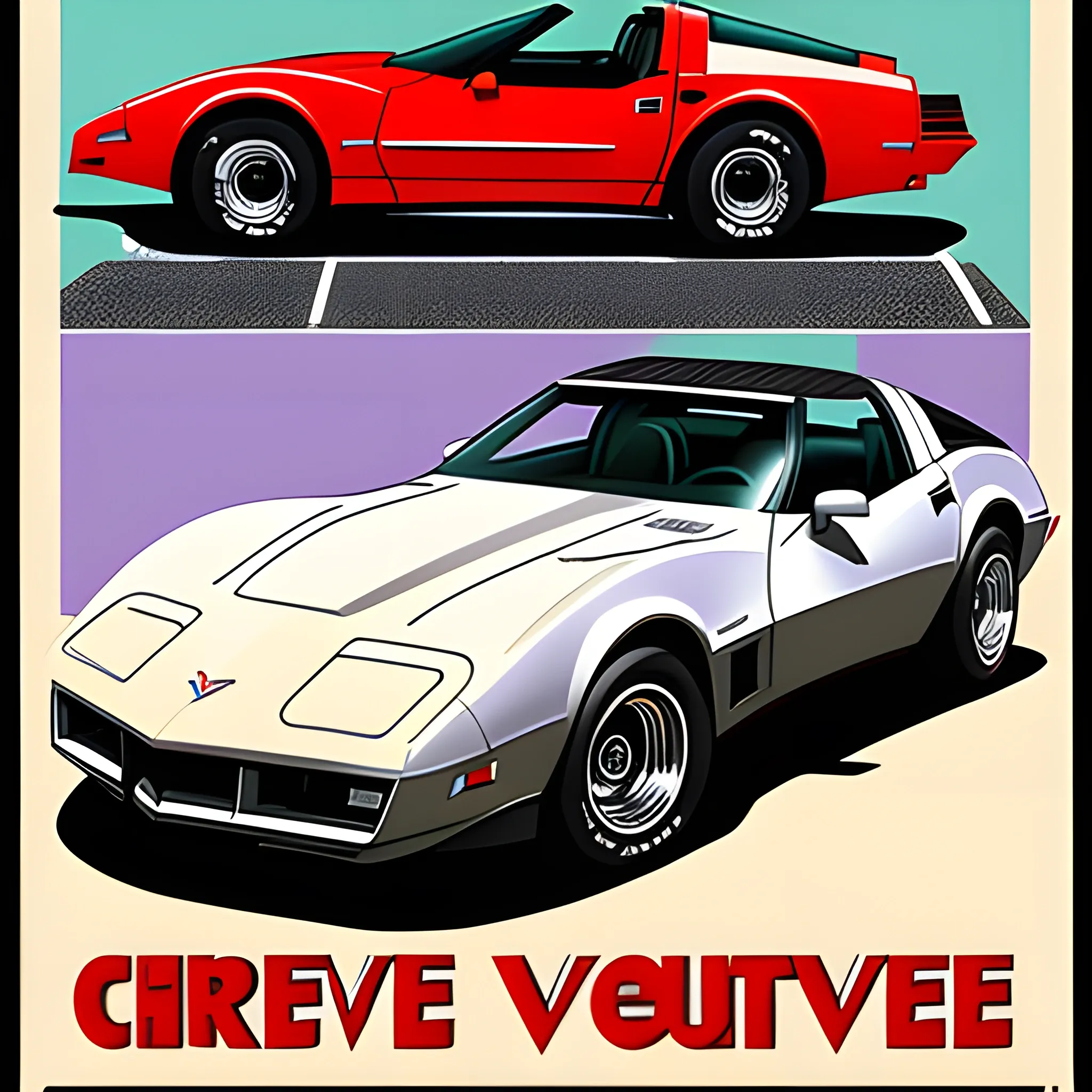 1984 corvette , illustration poster