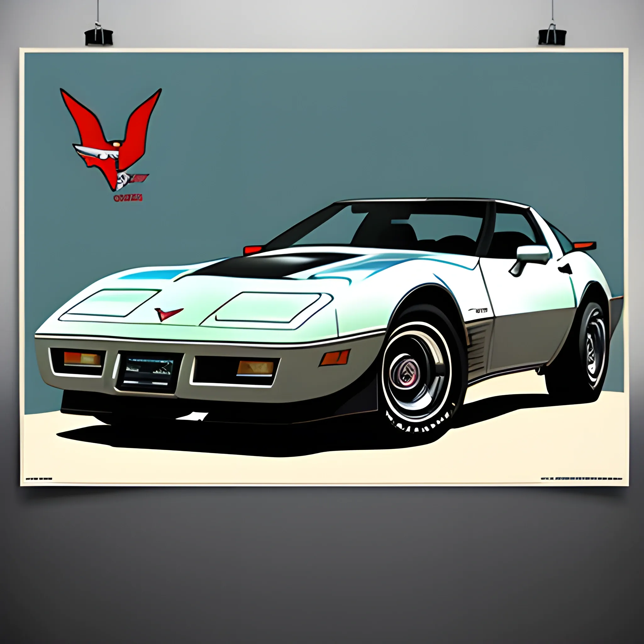 1984 corvette , illustration poster