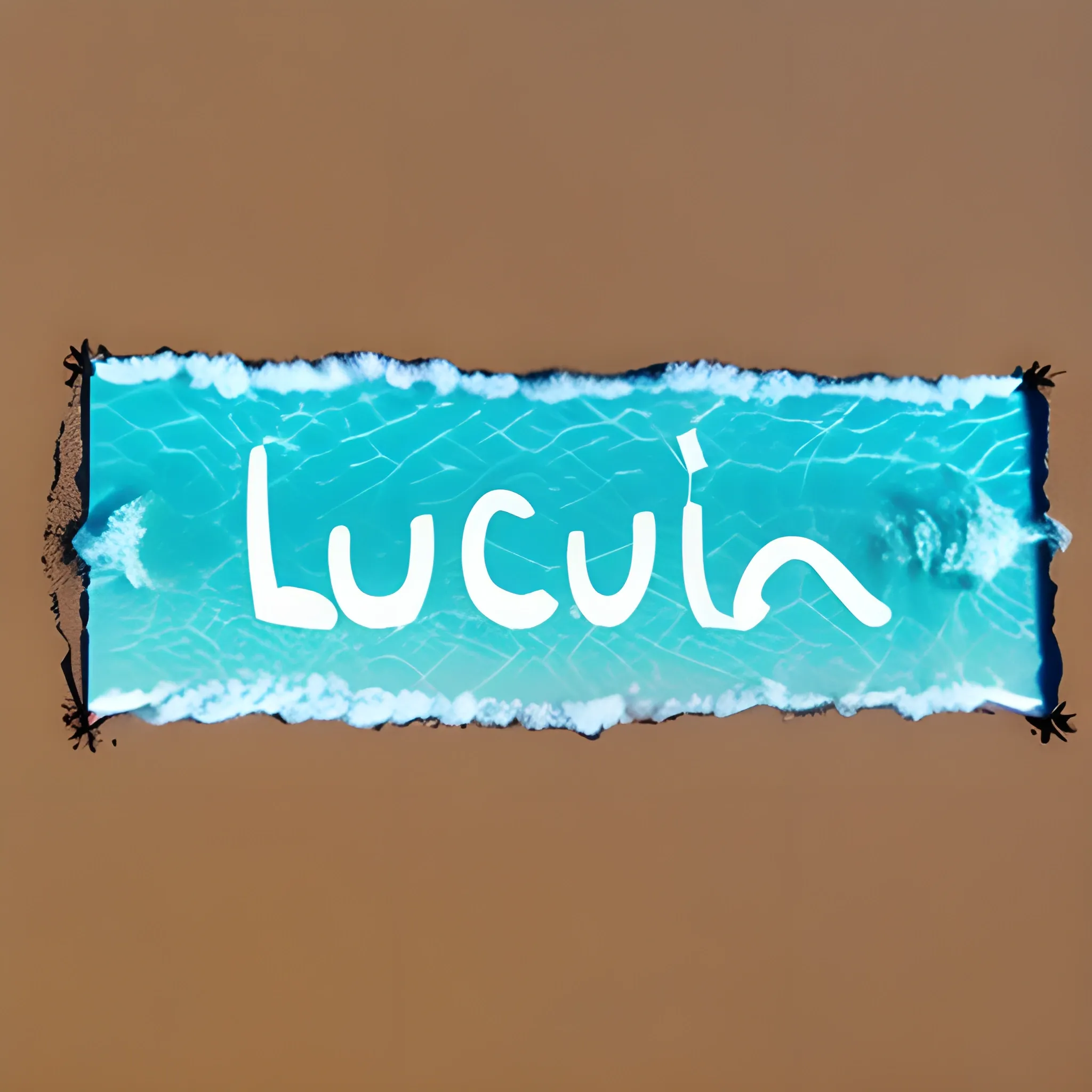 word Lucia written on a beach