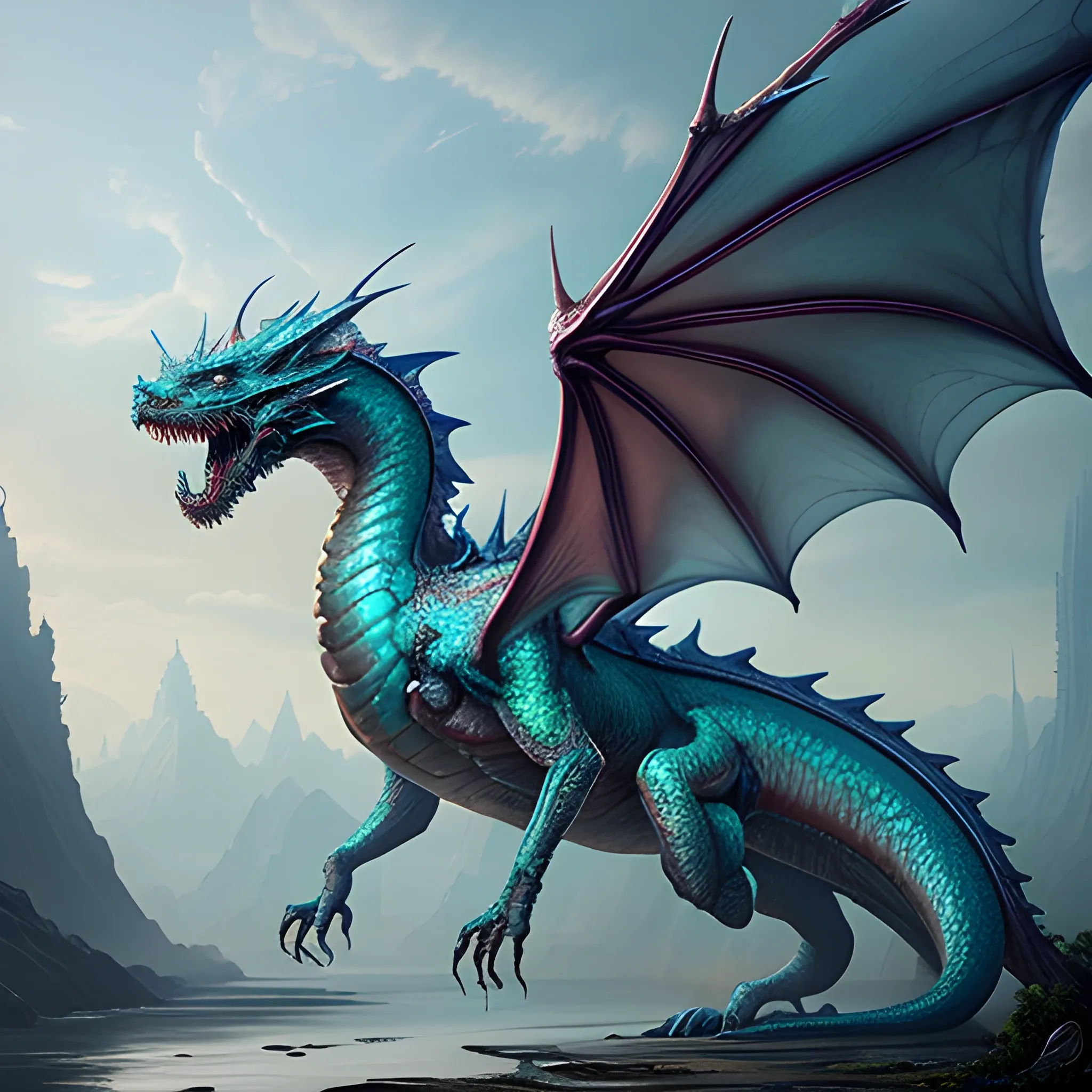 ghost dragon, transparent dragon, 8k, high resolution, high qual ...