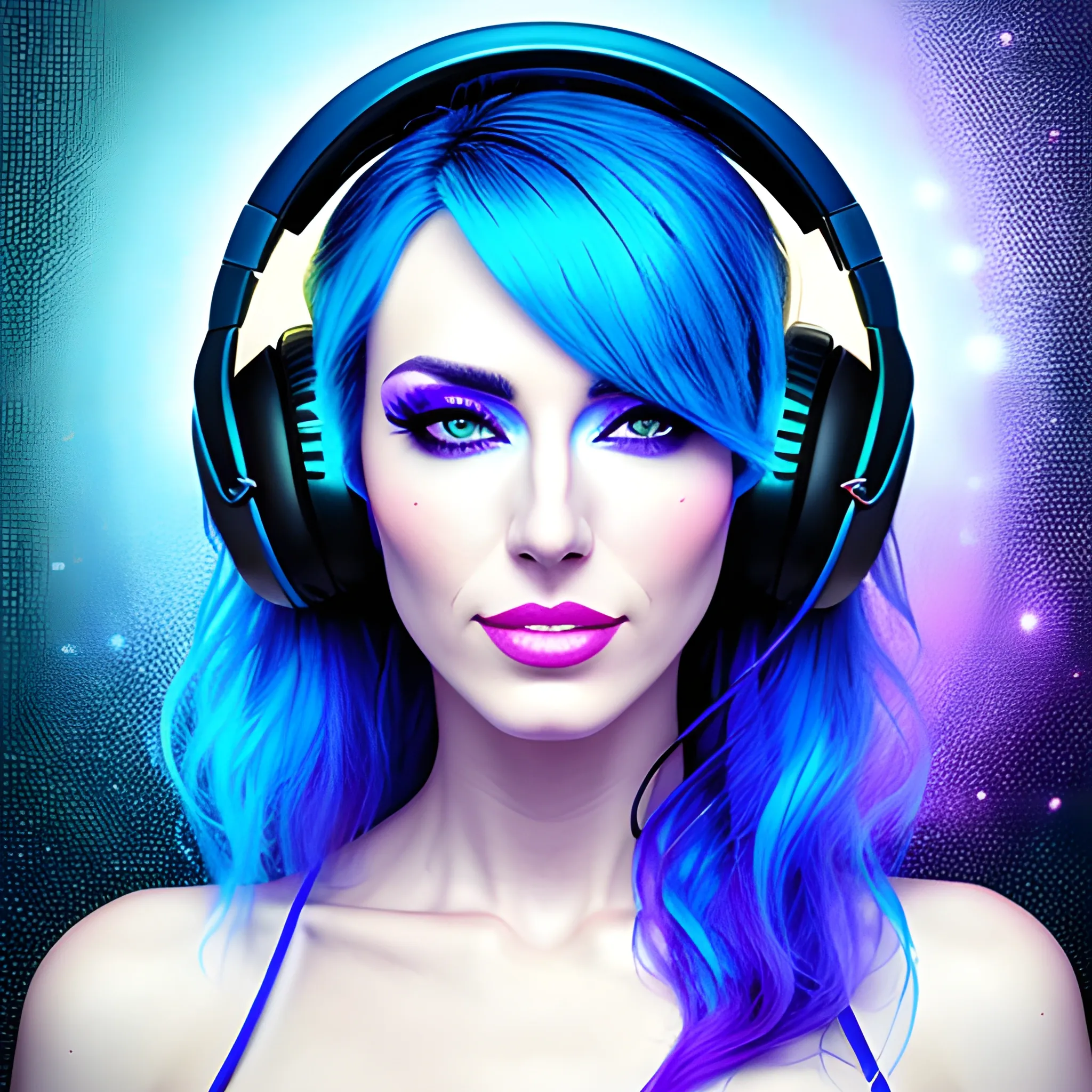 beautiful girl listens to electronic music