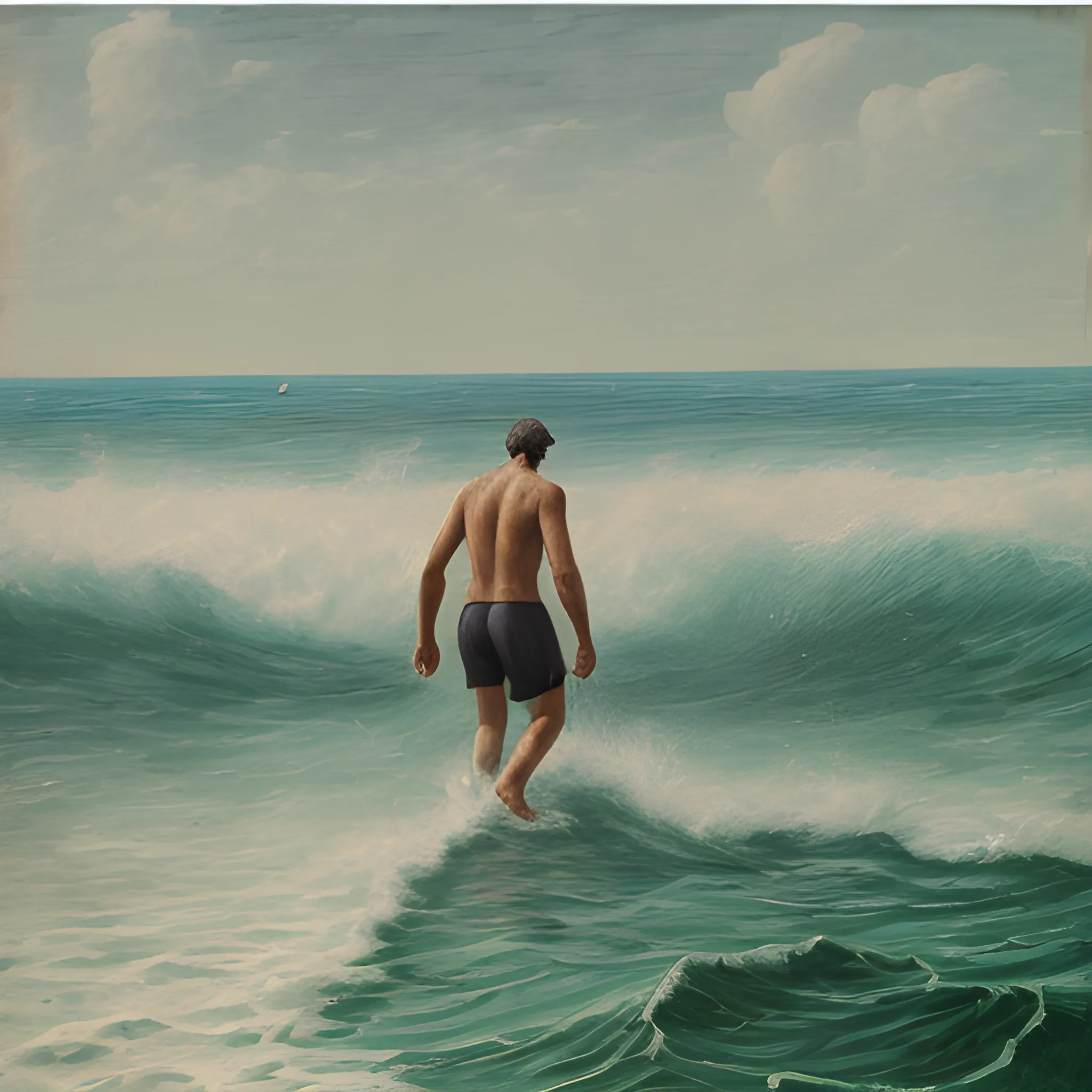 man entering the sea