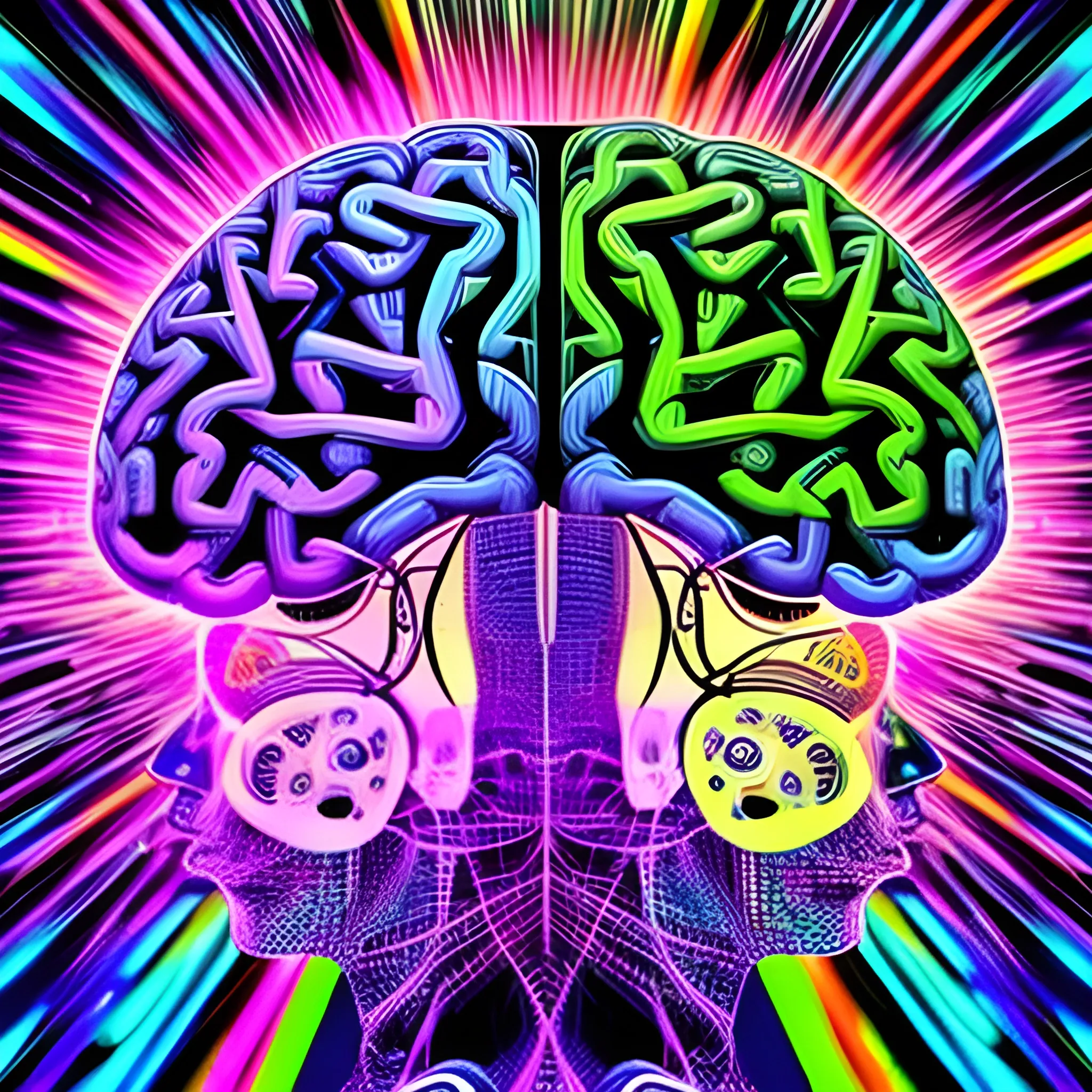 Technological colorful brain, Trippy