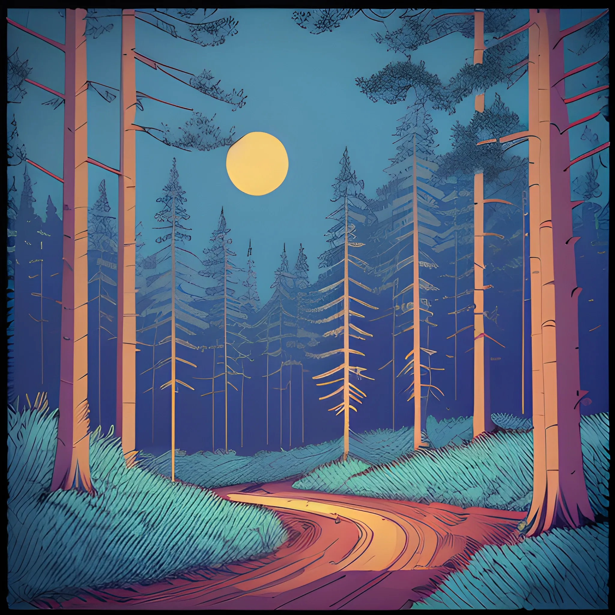 pine forest night