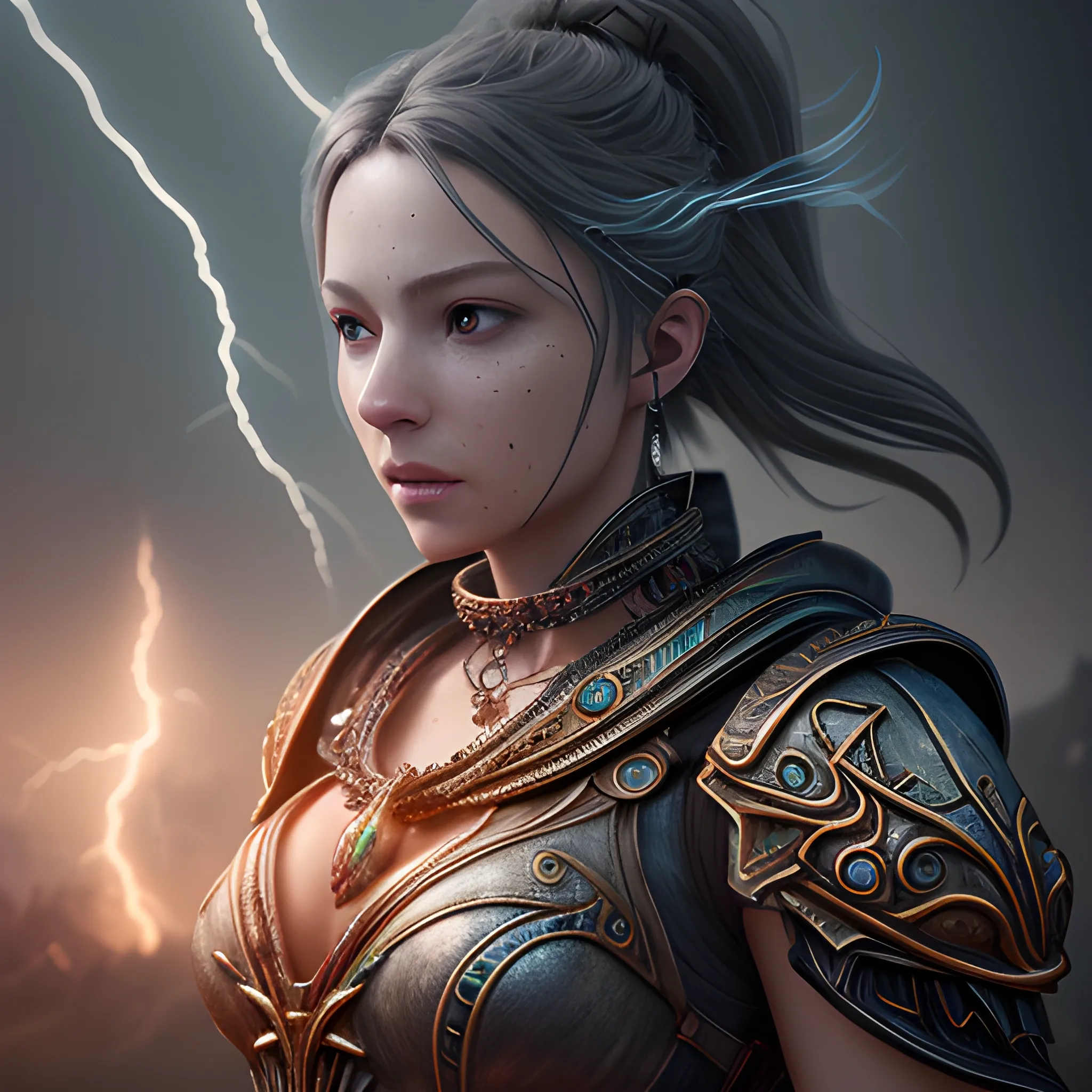 necklace with lightning, 8k, high resolution, high quality, photorealistic, hyperealistic, detailed, detailed matte painting, deep color, fantastical, intricate detail, splash screen, complementary colors, fantasy concept art, 8k resolution trending on Artstation Unreal Engine 5