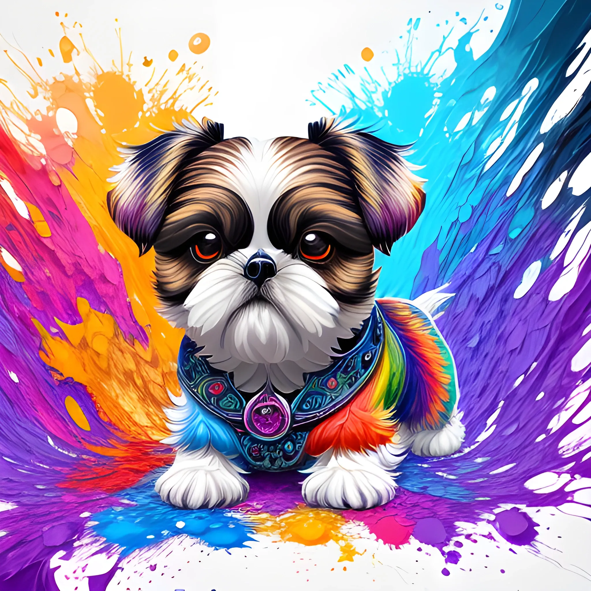 splash art by megan ducanson, a liquid shihtzu made of colours, splash style of colourful paint, hyperdetailed intricately detailed, fantastical, intricate detail, splash screen, complementary colours, fantasy, concept art, 8k resolution, DeviantArt masterpiece