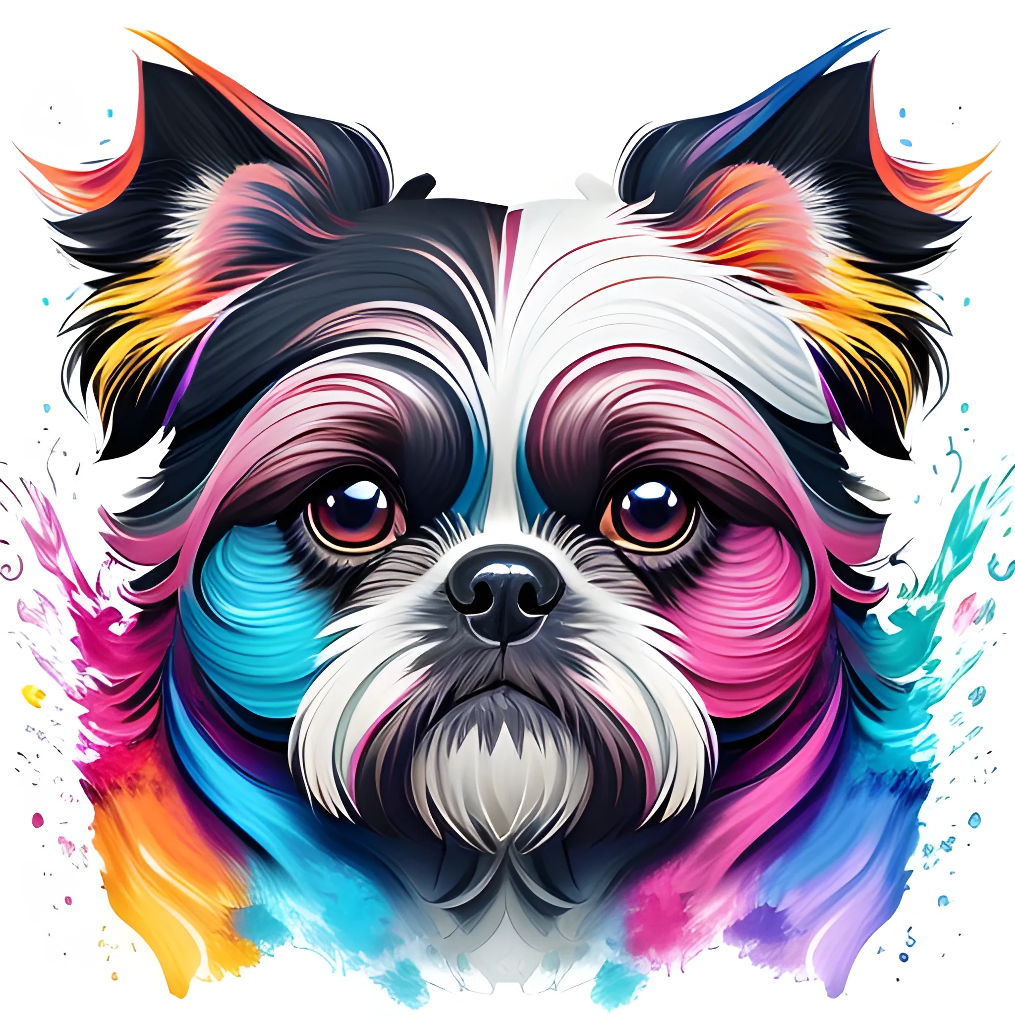 splash art by megan ducanson, a liquid shihtzu made of colours, splash style of colourful paint, hyperdetailed intricately detailed, fantastical, intricate detail, splash screen, complementary colours, fantasy, concept art, 8k resolution, DeviantArt masterpiece