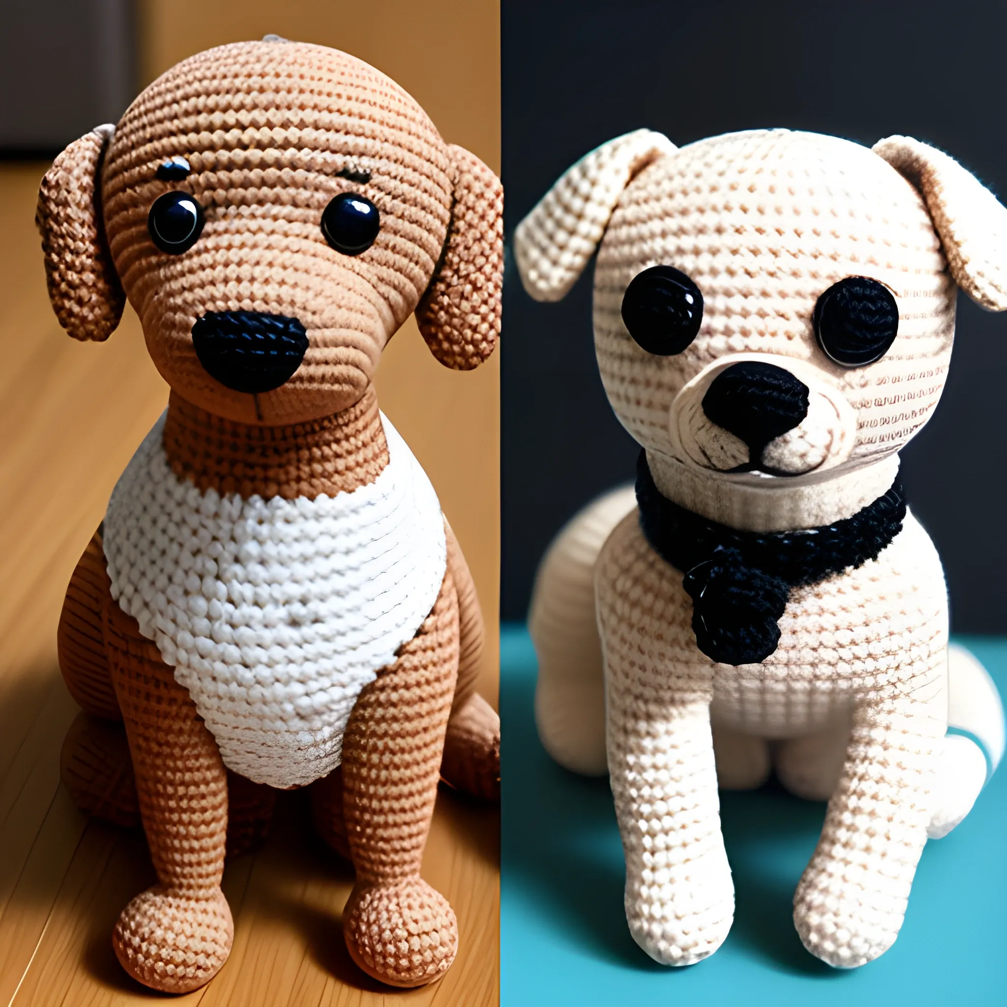 comparativa perro real vs amigurumi igual