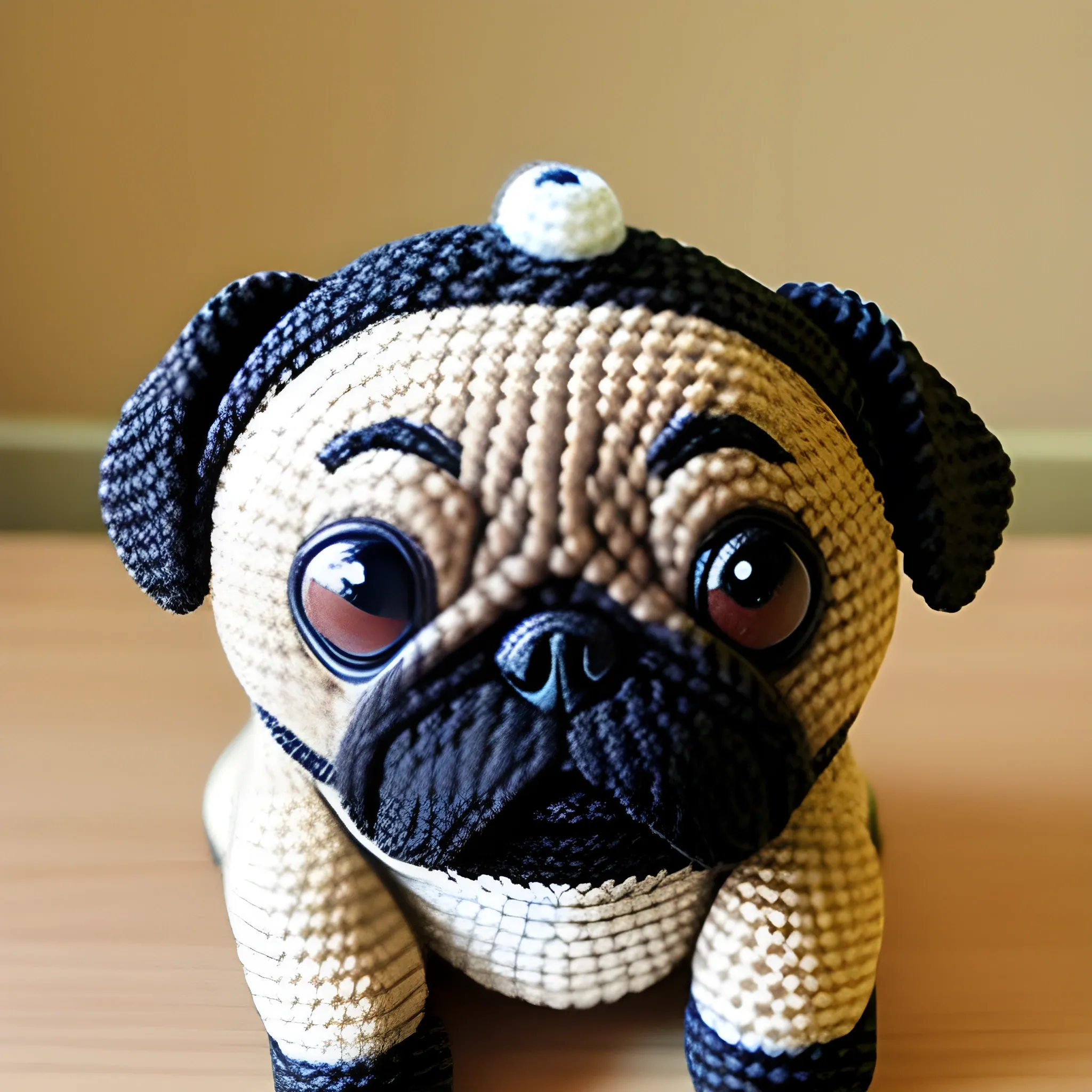 perro pug amigurumi hermoso