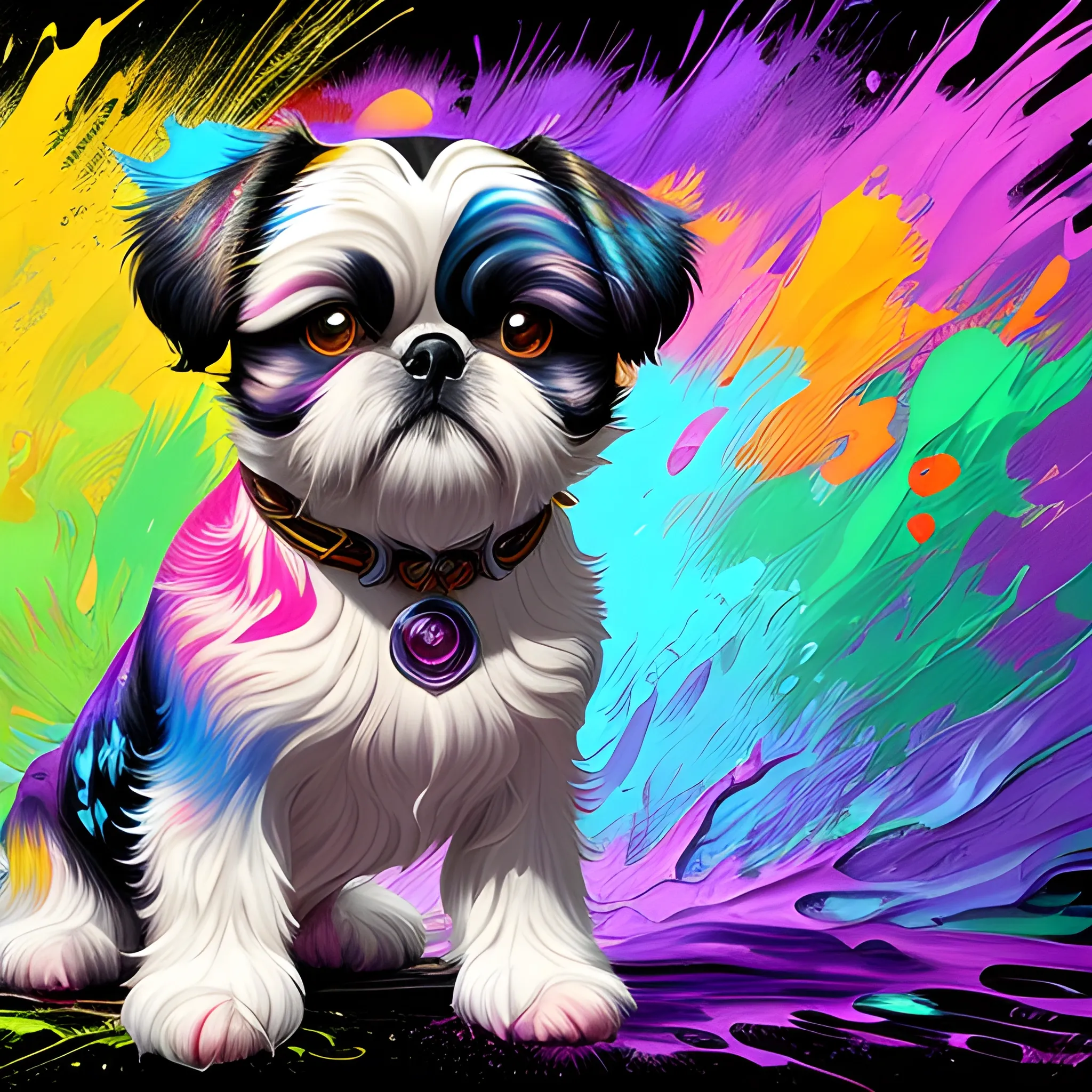 splash art by megan ducanson, a liquid shihtzu made of colours, splash style of colourful paint, hyperdetailed intricately detailed, fantastical, intricate detail, splash screen, complementary colours, fantasy, concept art, 8k resolution, DeviantArt masterpiece