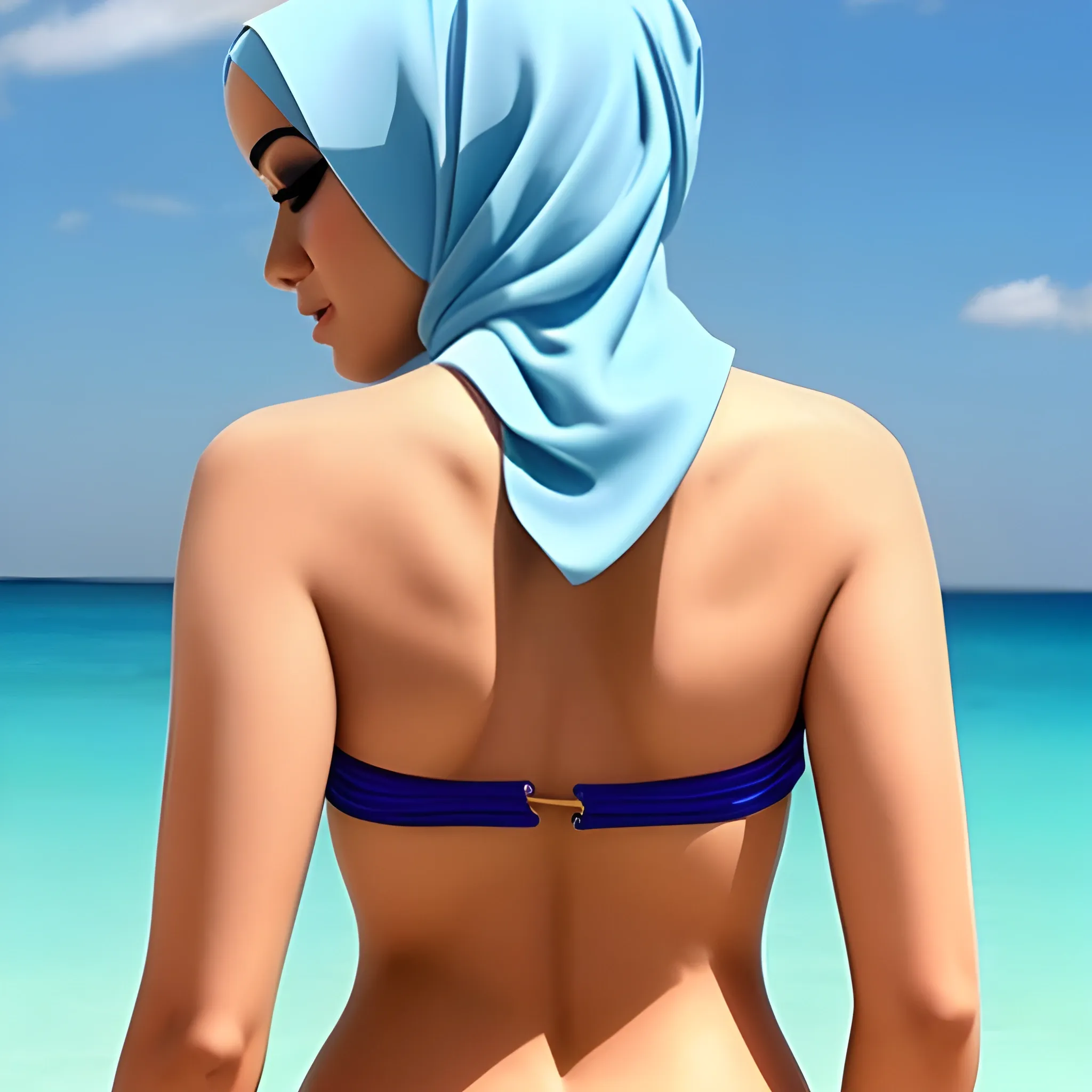 Sexy Hijab Babe Bikini Showing Back Arthub Ai