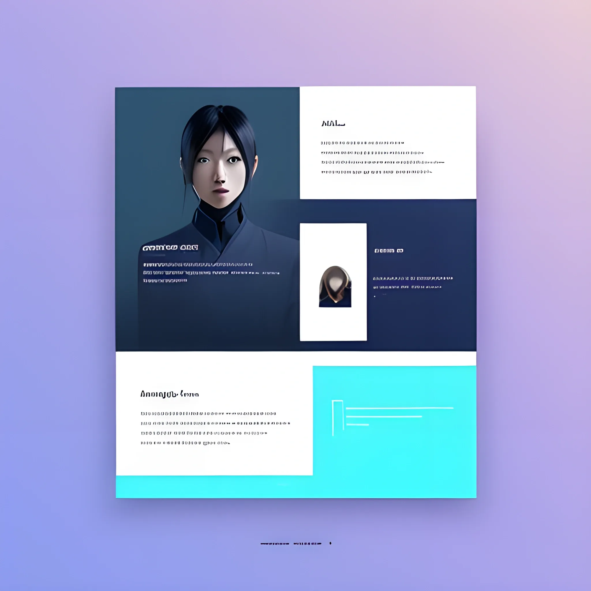 UX/UI portfolio web, futuristic, japanese, minimalistic style, AAA mockup, skin colors.


