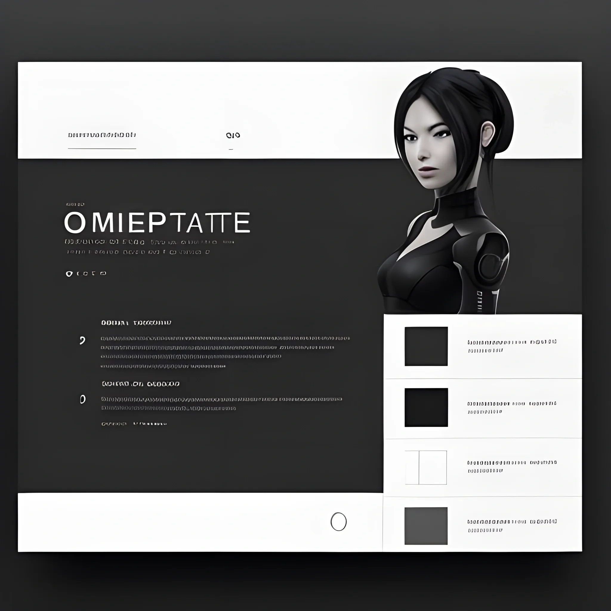 UX/UI pc version design, high resolution,navigation bar, styles: minimalistic, futuristic and japanesse, high resolution, colors: Skin colors, black and white.

