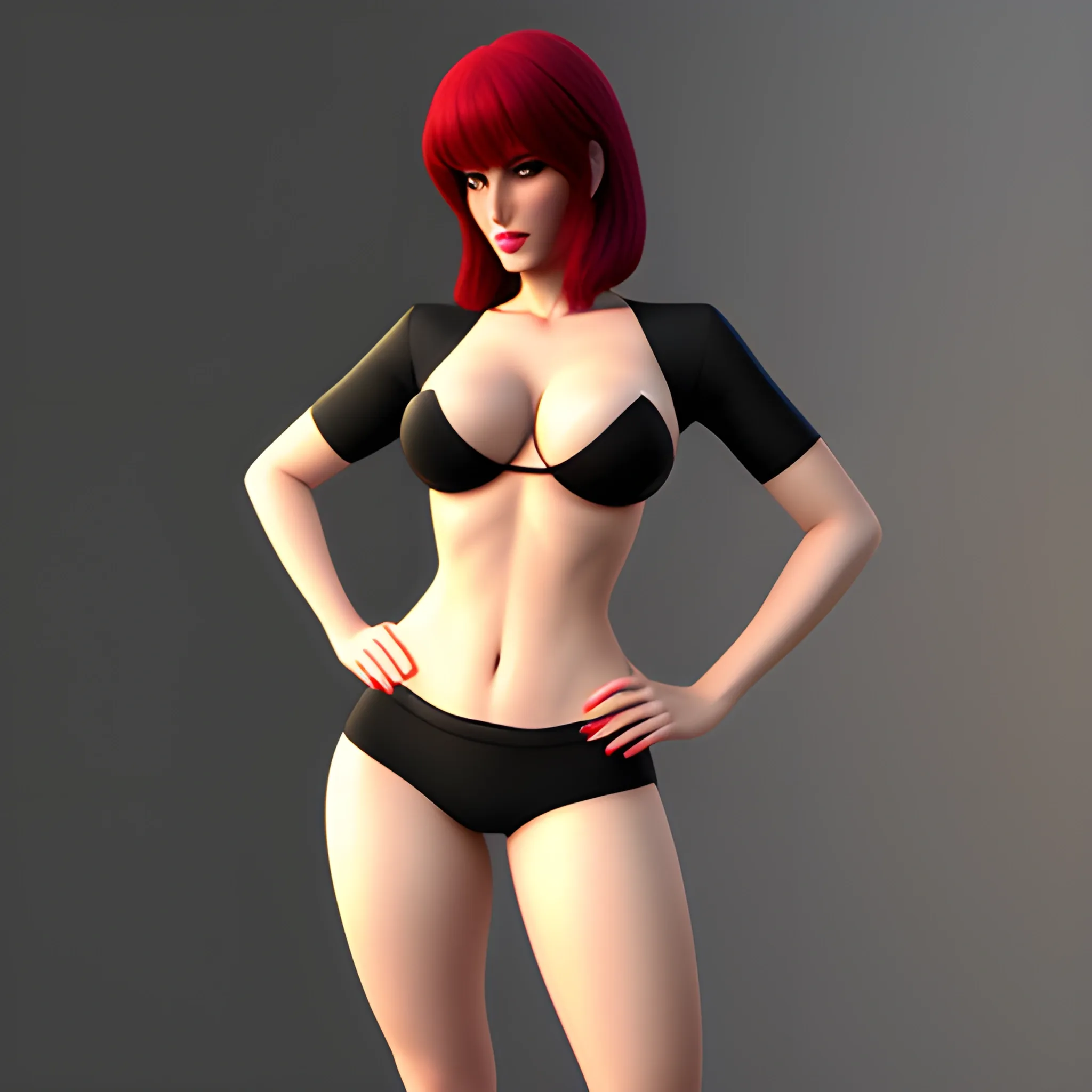 sensual girl with small short , 3D