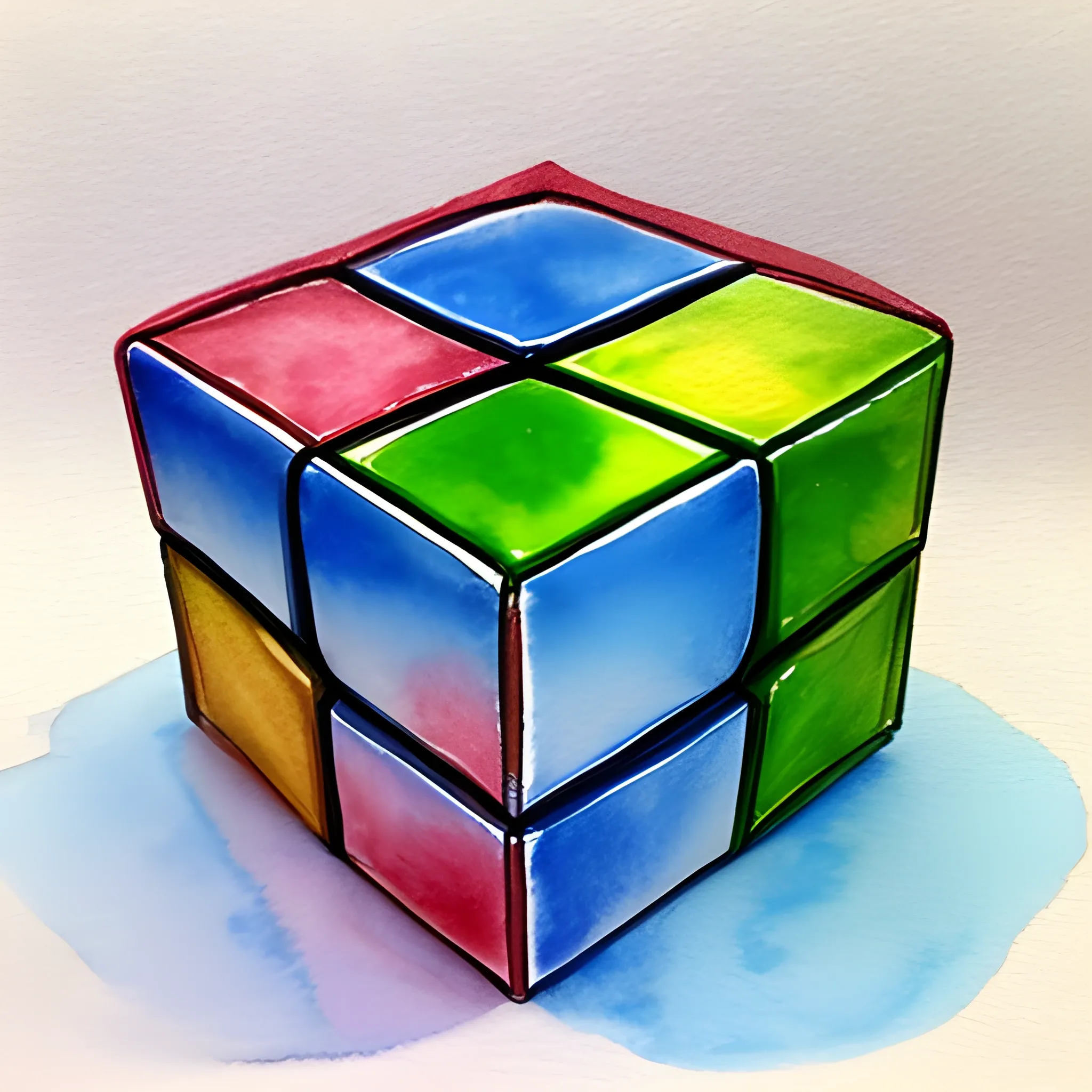 make a cube , 3D, Water Color