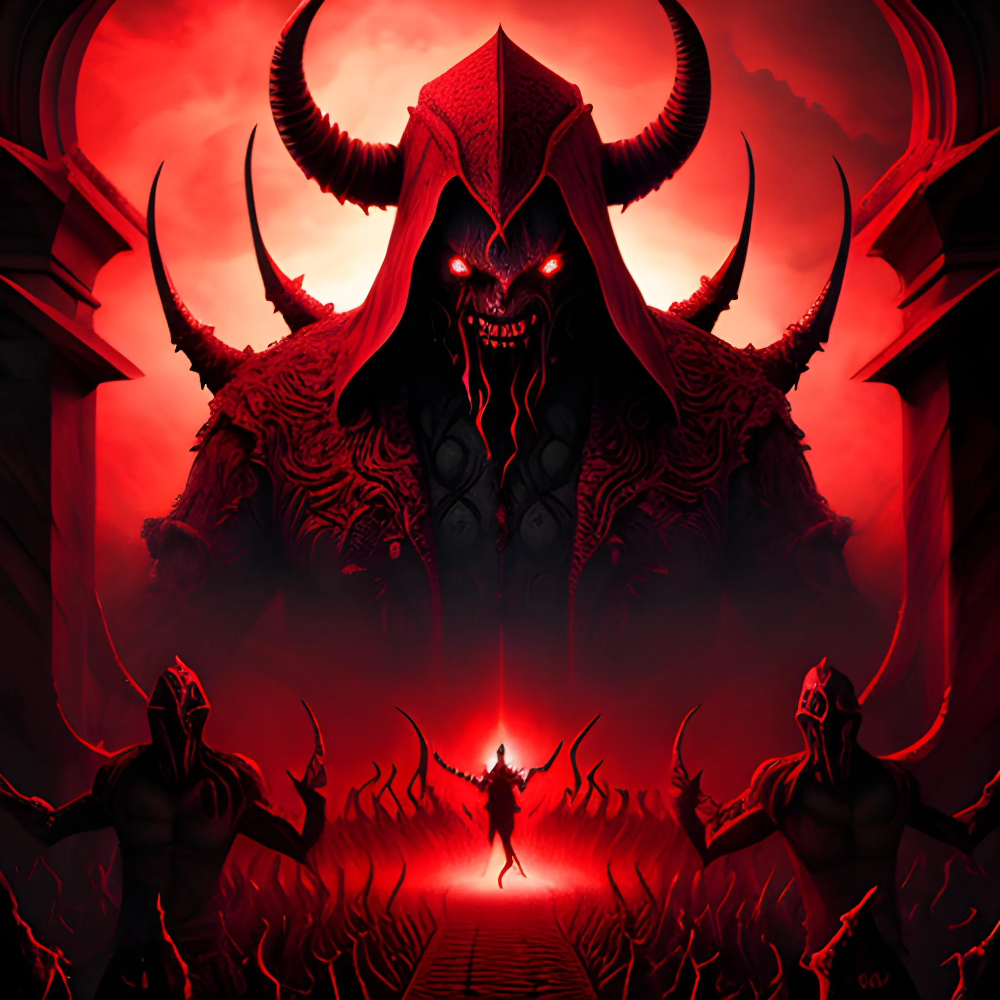 shaitan iblis and his followers ominous red ultra realistic masterpiece ultra 4k detailed high resolution