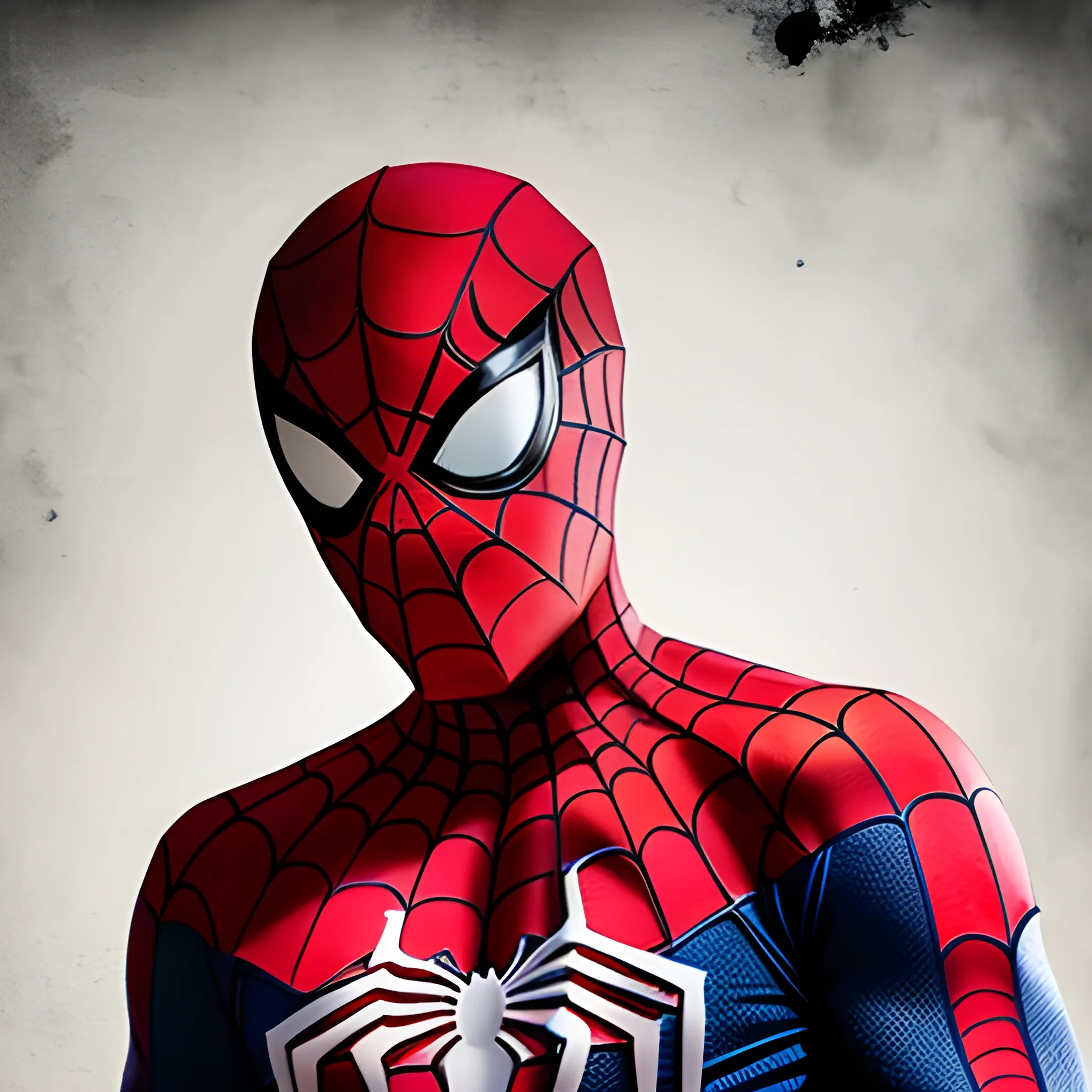 Create an old-time photo-style portrait capturing Spider-Man in his iconic full costume, including his mask, playing baseball. The portrait should showcase Spider-Man wearing a vintage baseball jersey over his costume. The image should be predominantly black and white, reminiscent of old photographs, with dark red highlights to add a touch of drama. Spider-Man should be depicted at bat, mid-swing, as he hits a baseball that has been pitched towards him. The focus should be on Spider-Man's seamless integration of the baseball jersey with his superhero costume, emphasizing that he is wearing his entire costume, including his mask, beneath the jersey. The overall composition should evoke nostalgia, combining the timeless charm of an old photograph with the excitement of Spider-Man's baseball prowess. Water Color