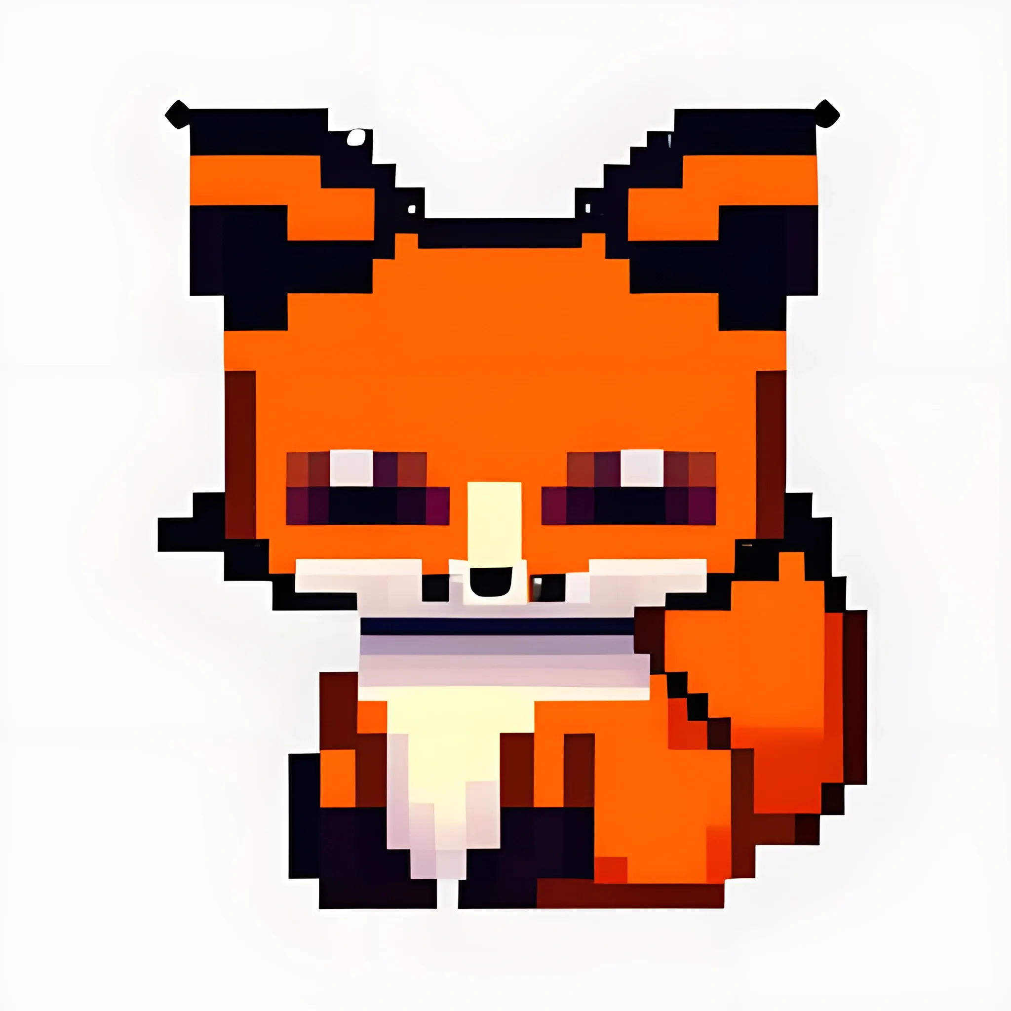 T-shirt design, a cute fox, sleeping, pixel art style, white background