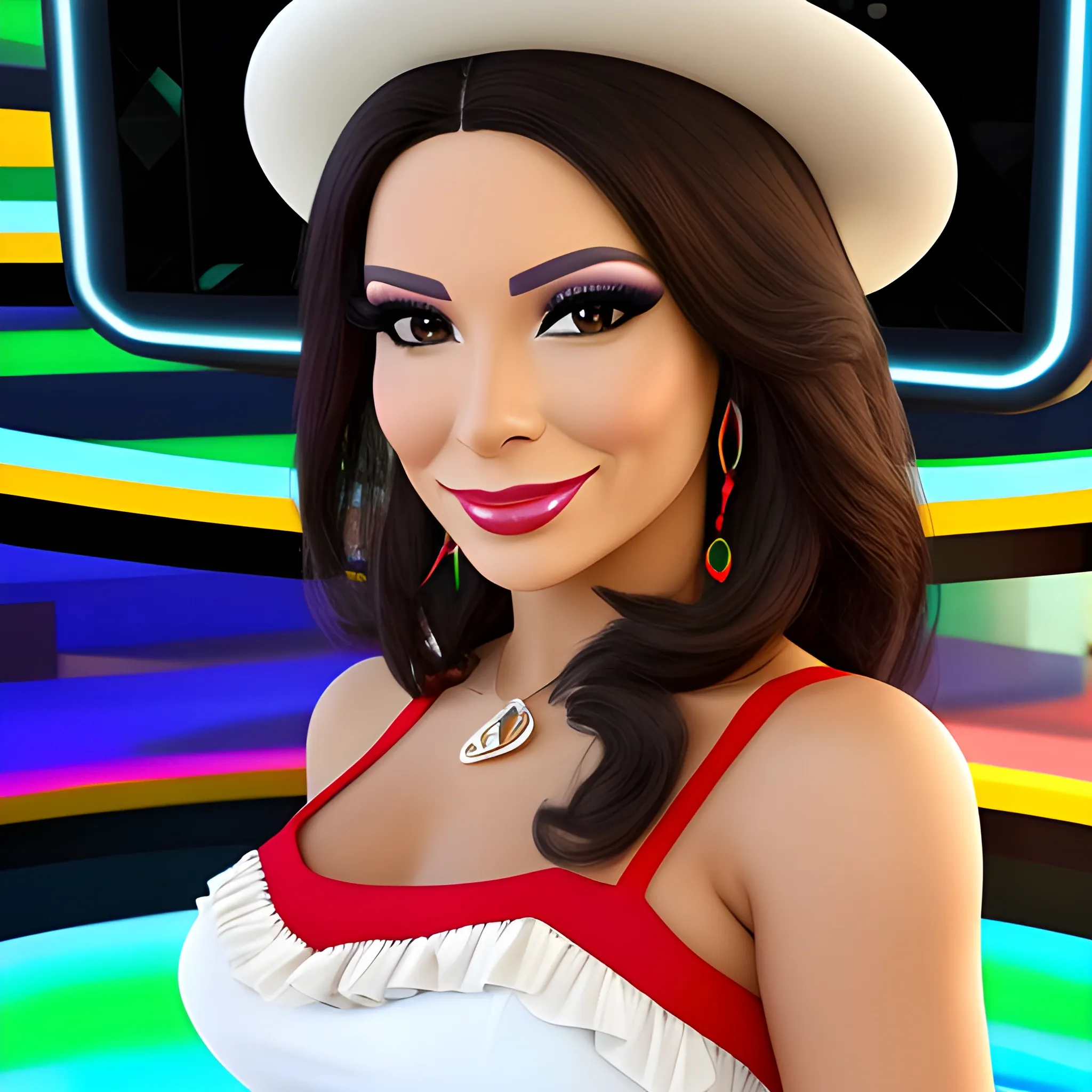 a Venezuelan woman television host in the most famous program in Mexico, 3D, 3D