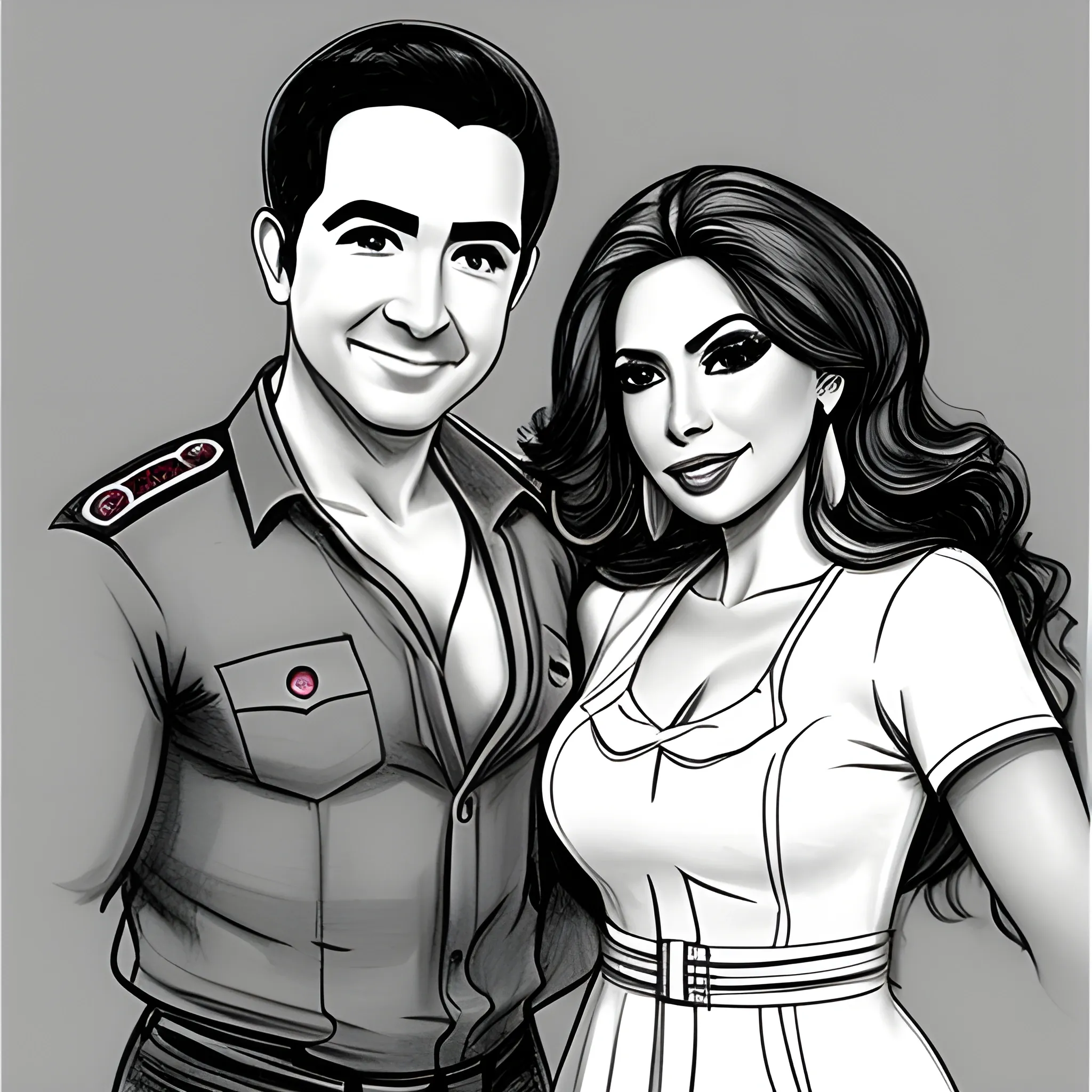 a Venezuelan woman television host in the most famous program in Mexico with the tv host omar chaparro, Pencil Sketch