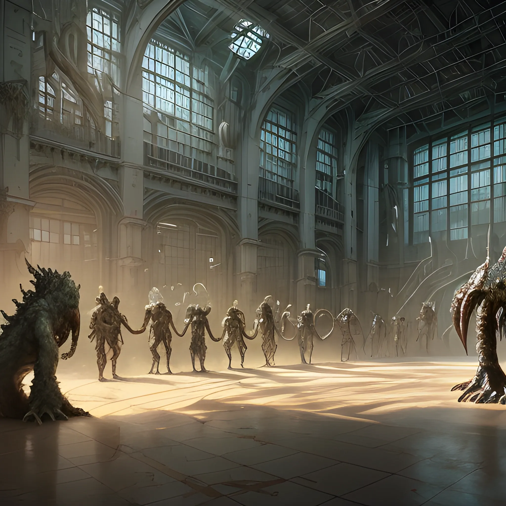 monsters, huge laboratory, view from inside, cloning and creating a mutants, monsters in laboratory, ectoplasm, 8k, high resolution, high quality, photorealistic, hyperealistic, detailed, detailed matte painting, deep color, fantastical, intricate detail, splash screen, complementary colors, fantasy concept art, 8k resolution trending on Artstation Unreal Engine 5