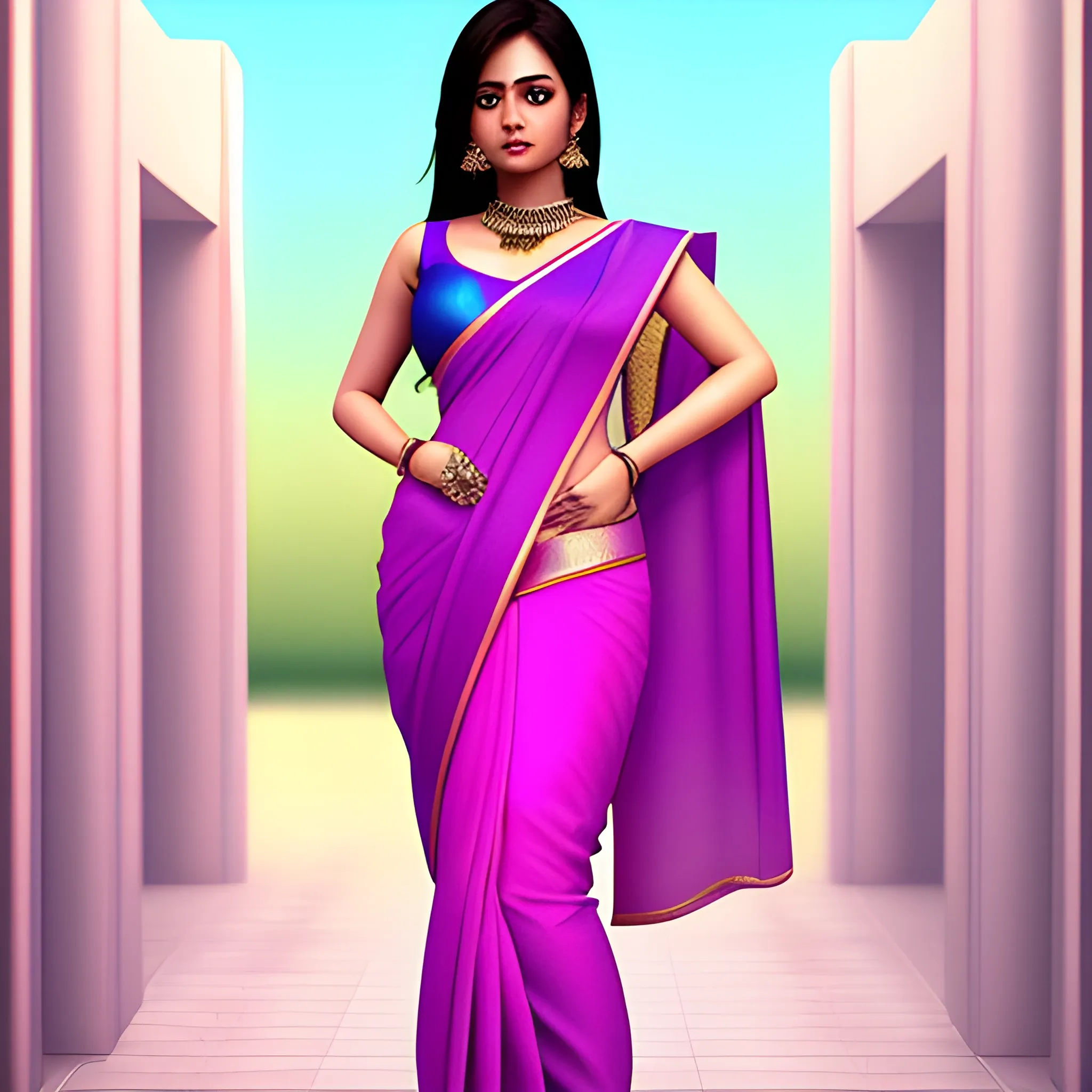 
Female Adult full sexy body in saree, , 3D