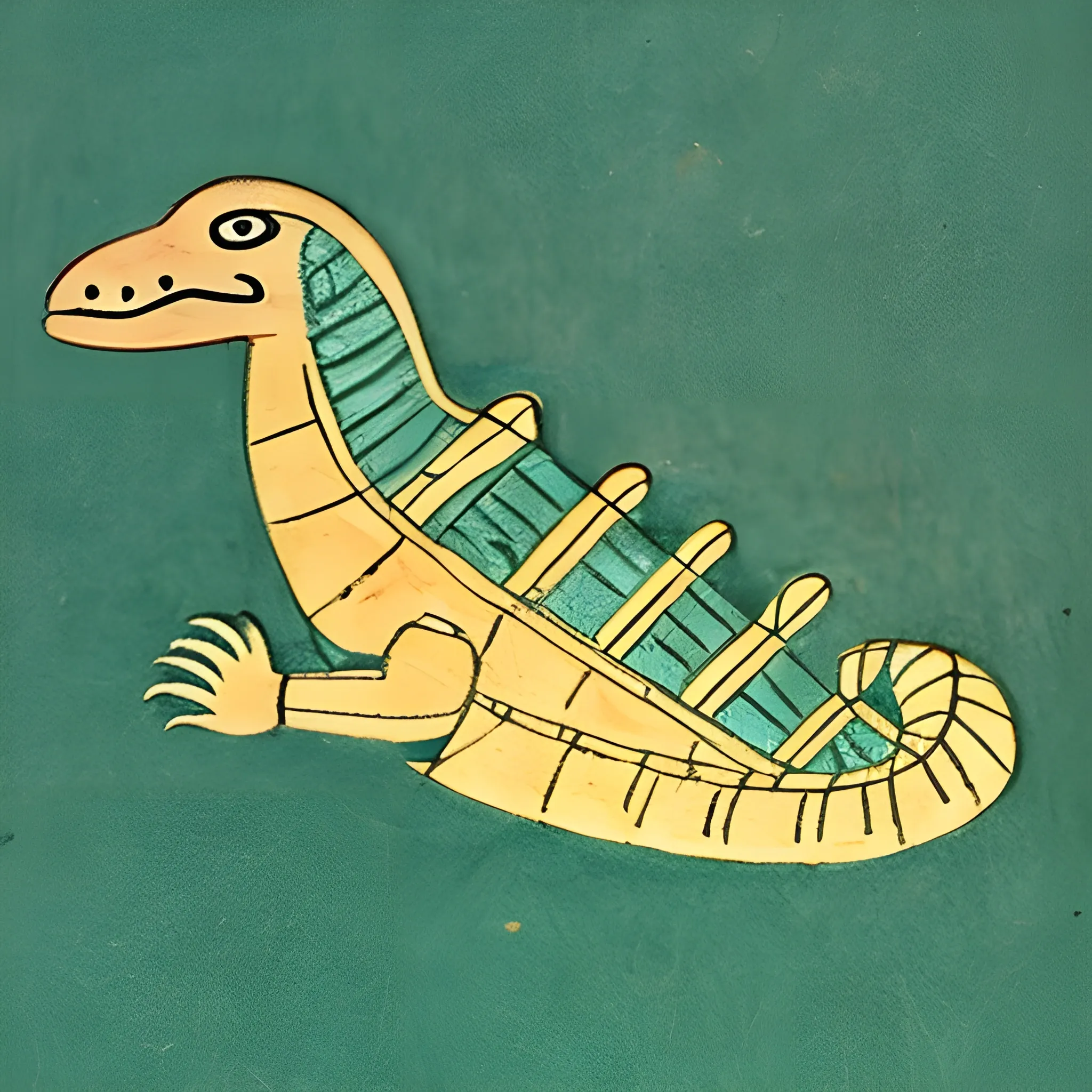 an ancient Egyptian drawing of a crocodile in the ocean with an island on its back. 