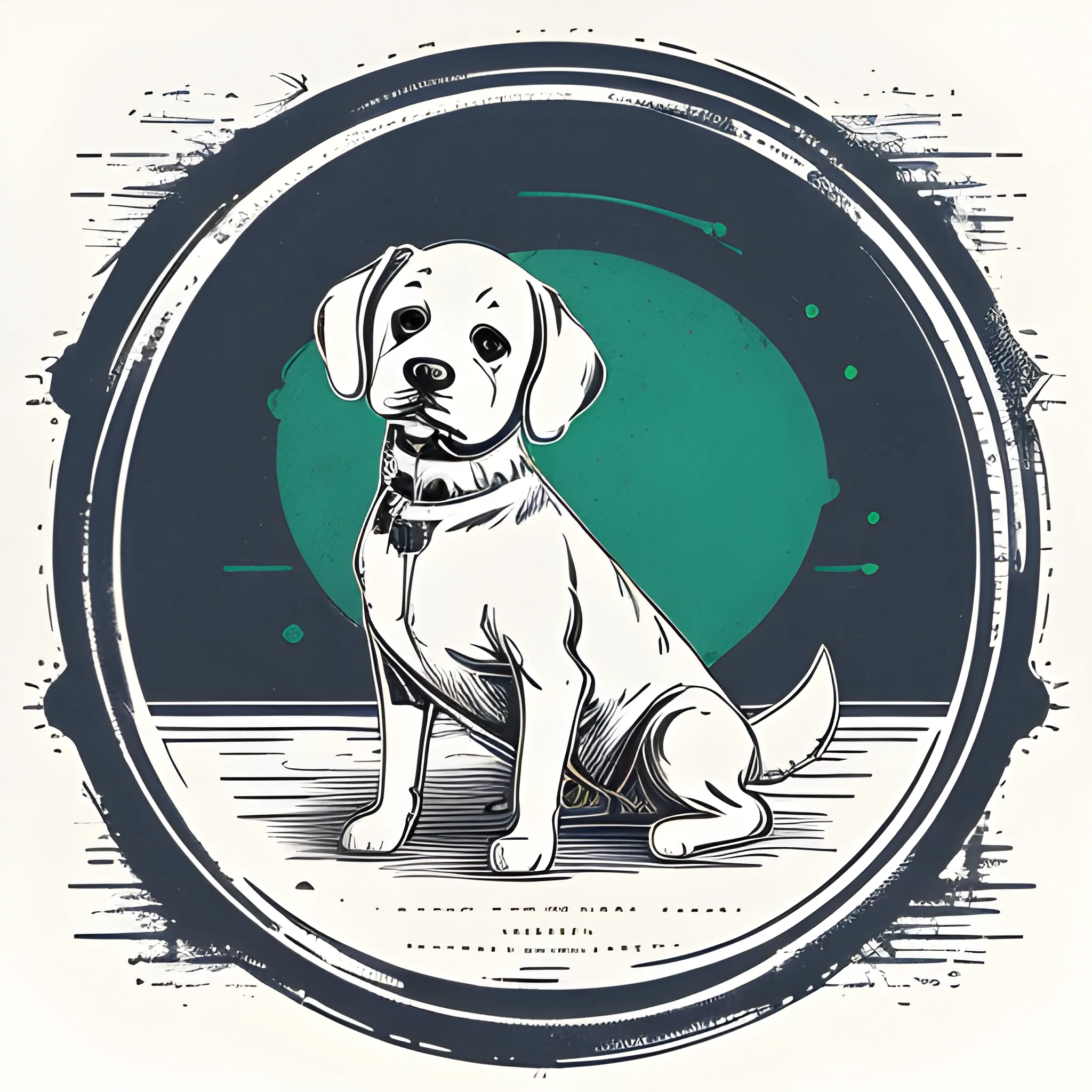 A detailed illustration, dog, night, clean focus , full shot splash, anime, comic, flat design, colorful shades, highly detailed, clean, vector image, flat white background, isometric, vibrant, vector, vintage, rustic, distressed texture, faded colors, line art, engraving style, background white, no shadows, 16k, focus, deviant art masterpiece.