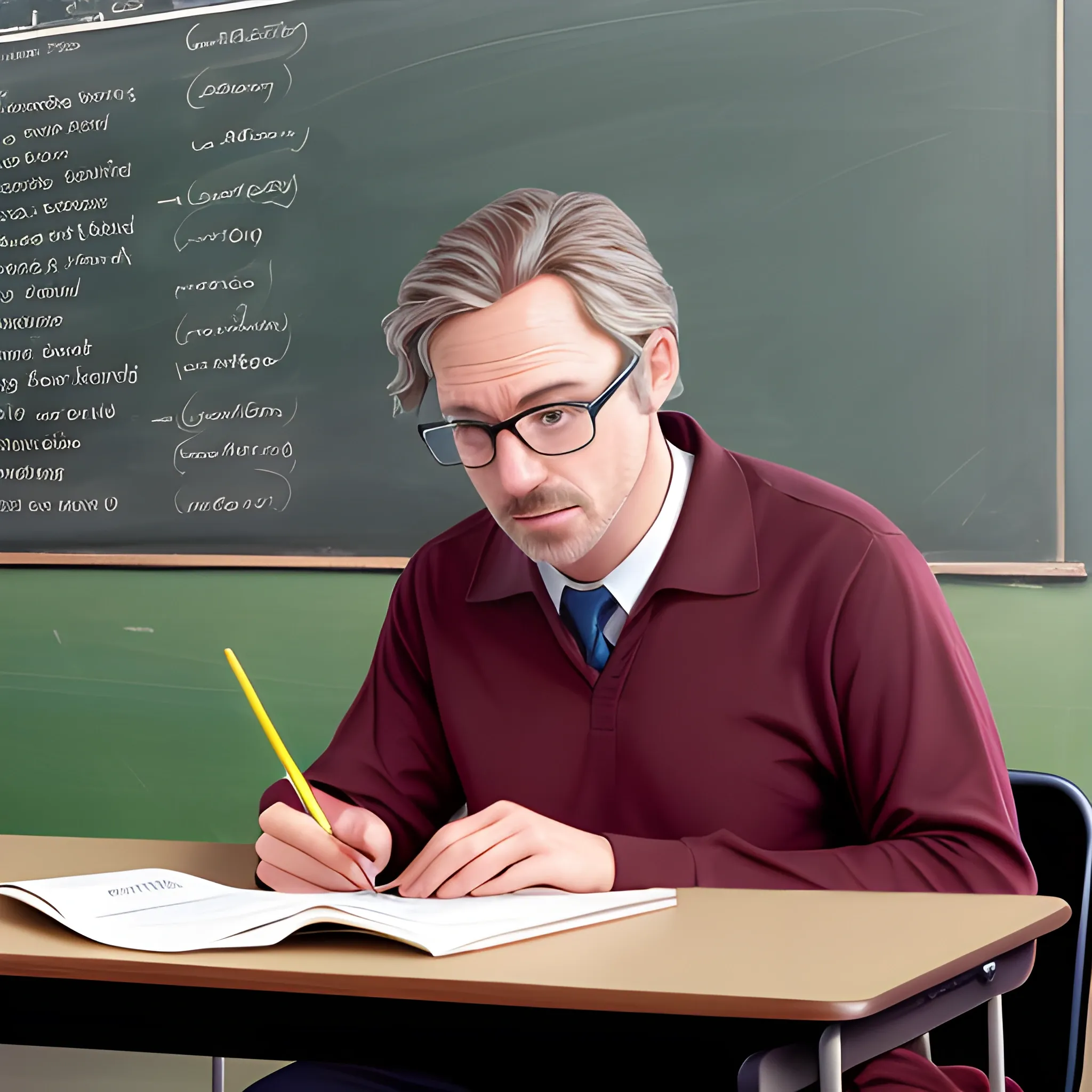 hyper-realistic image of a teacher using ChatGPT